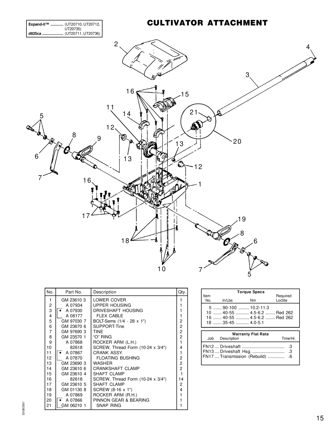 Homelite UT20734R, UT20827, UT20729, UT20730, UT20823, UT20722, UT20737, UT20712, UT20711, UT20700, UT20710 Cultivator Attachment 