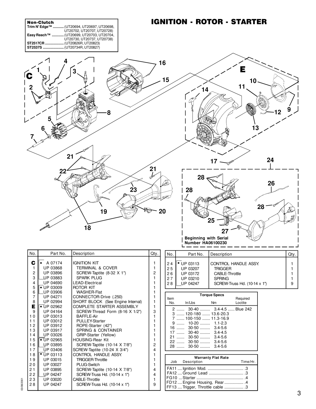 Homelite UT20823, UT20827, UT20729, UT20730, UT20722, UT20737, UT20712, UT20711, UT20700 Complete Starter Assembly, Easy Reach 