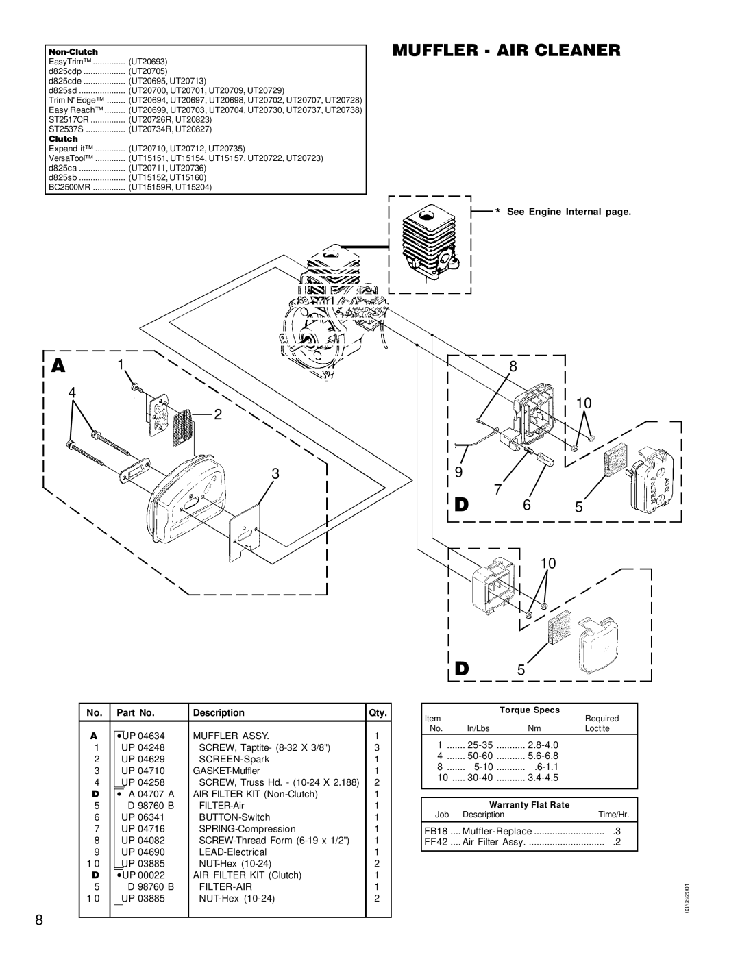 Homelite UT20700, UT20827, UT20729, UT20730, UT20823, UT20722, UT20737, UT20712 Muffler AIR Cleaner, Muffler Assy, Filter-Air 