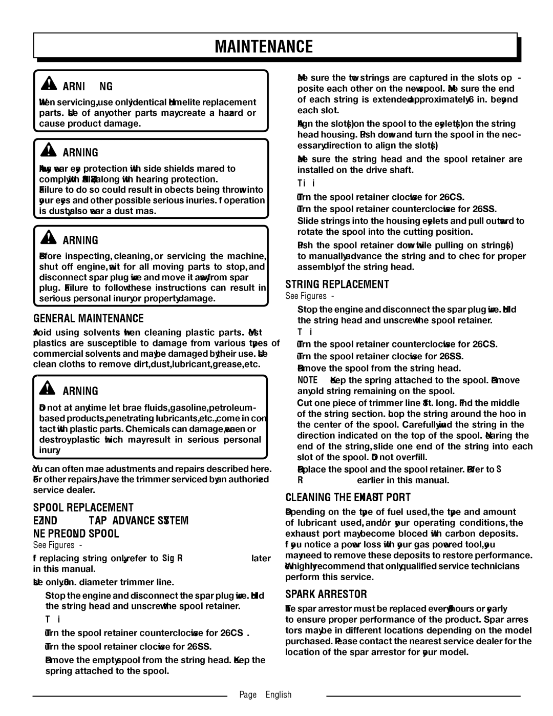 Homelite UT21006 manuel dutilisation Maintenance 