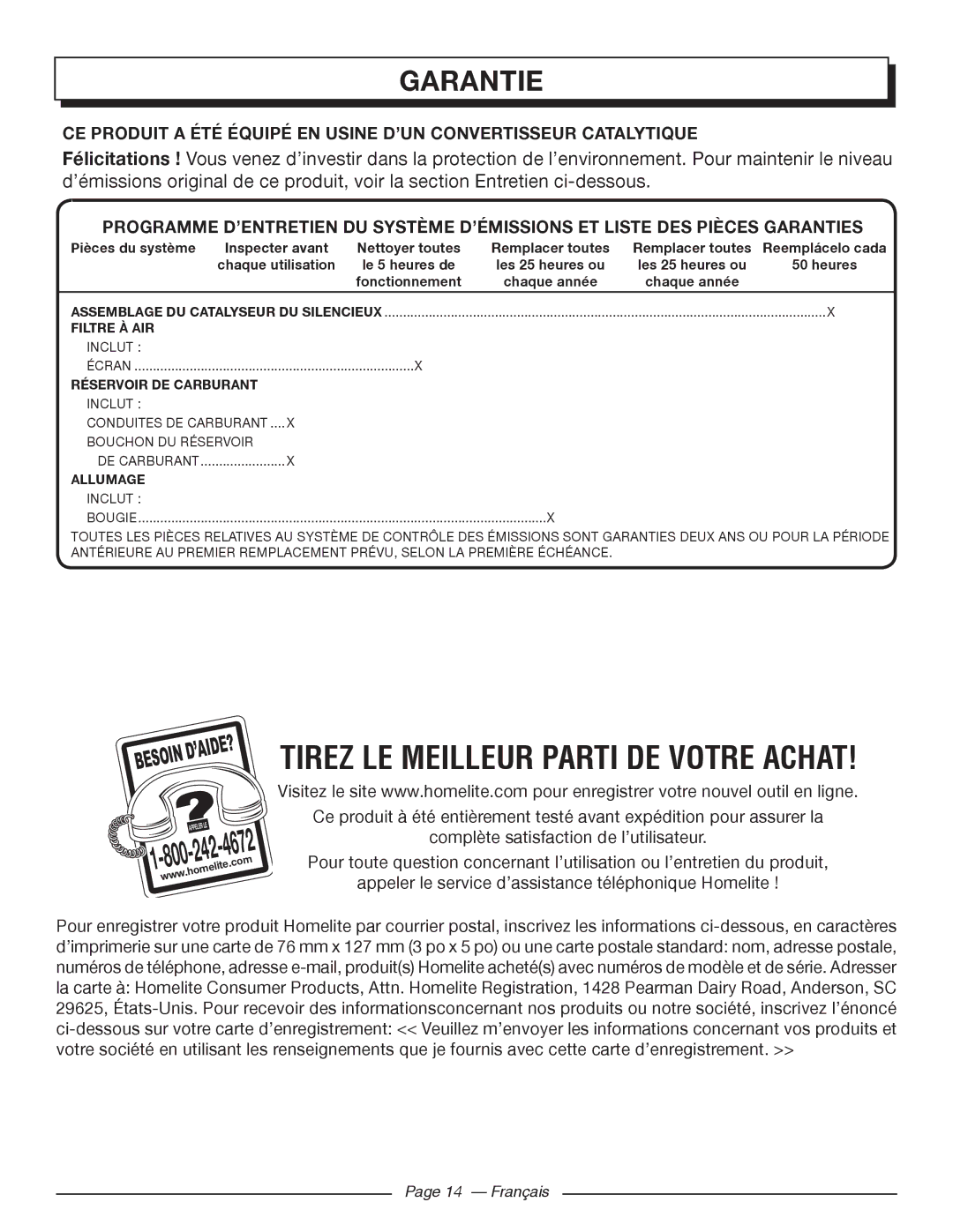 Homelite UT21006 manuel dutilisation ’Aide?, Français 