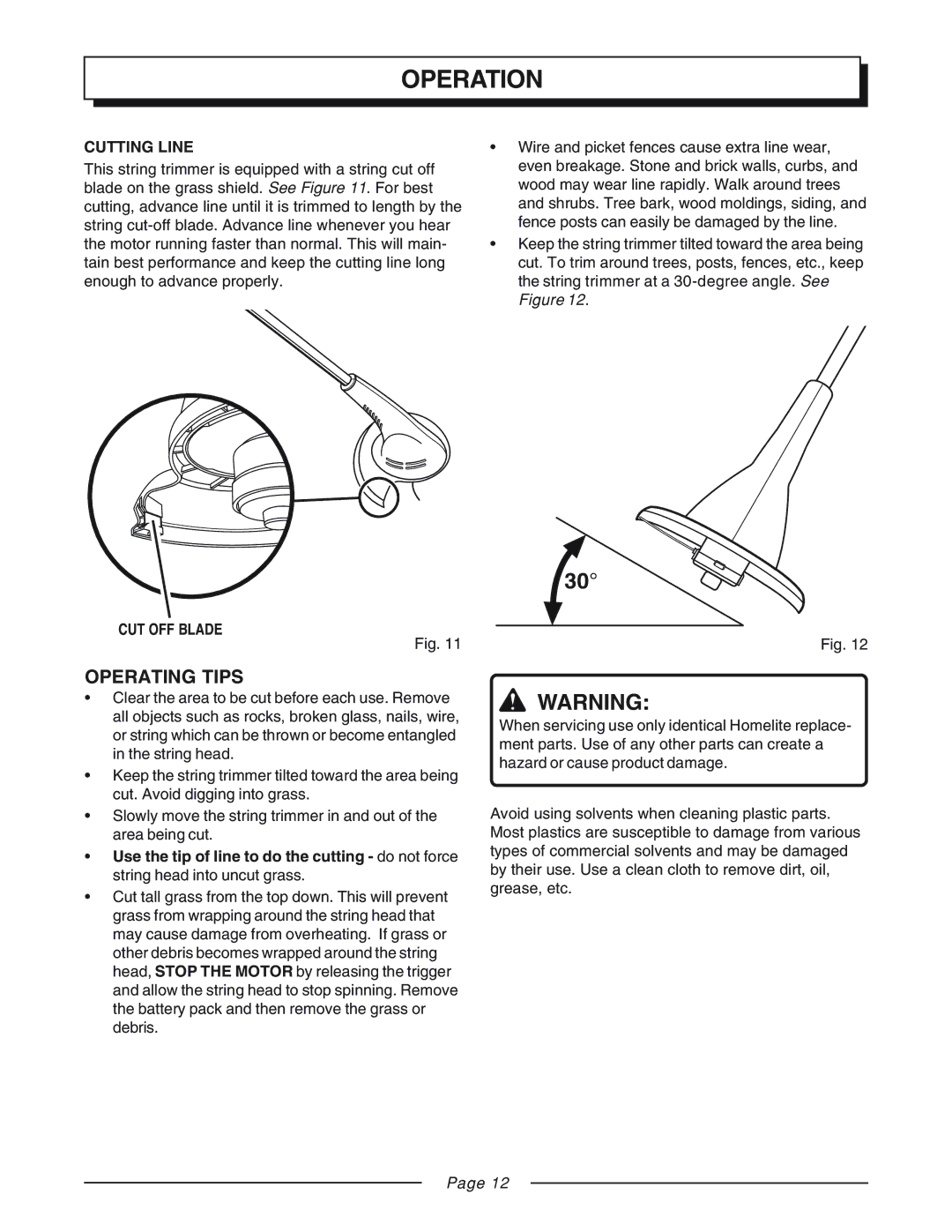 Homelite UT31810 manual Operating Tips, Cutting Line 