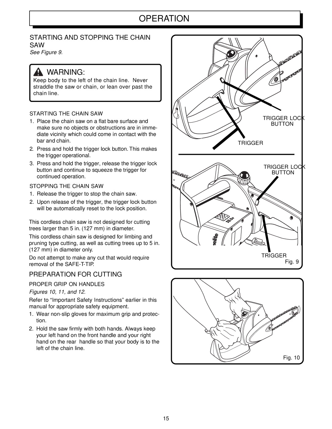 Homelite UT34010 manual Starting and Stopping the Chain SAW, Preparation for Cutting, Starting the Chain SAW 