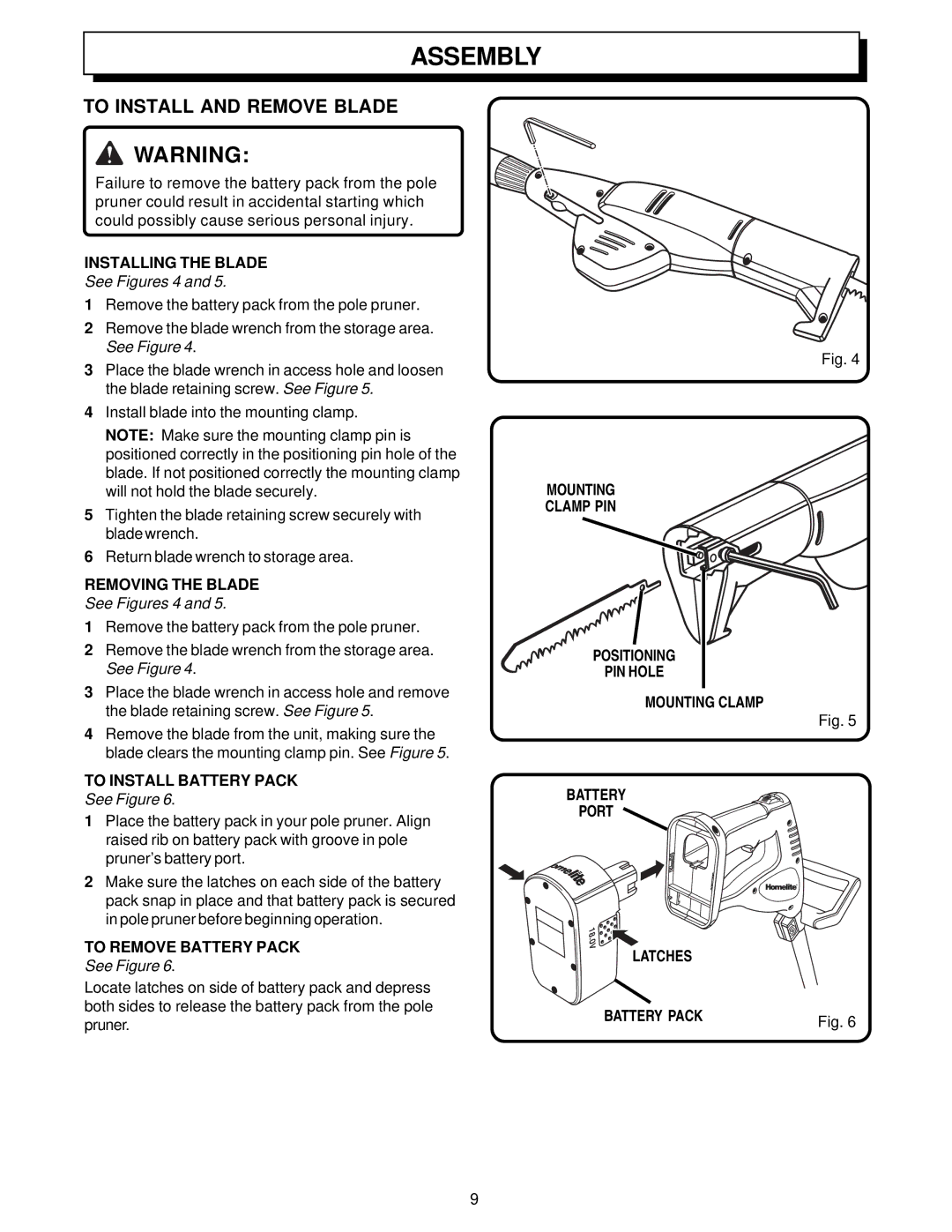 Homelite UT34020 manual Assembly, To Install and Remove Blade 