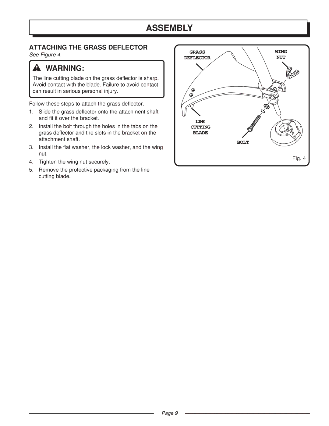 Homelite UT41002 manual Attaching the Grass Deflector 