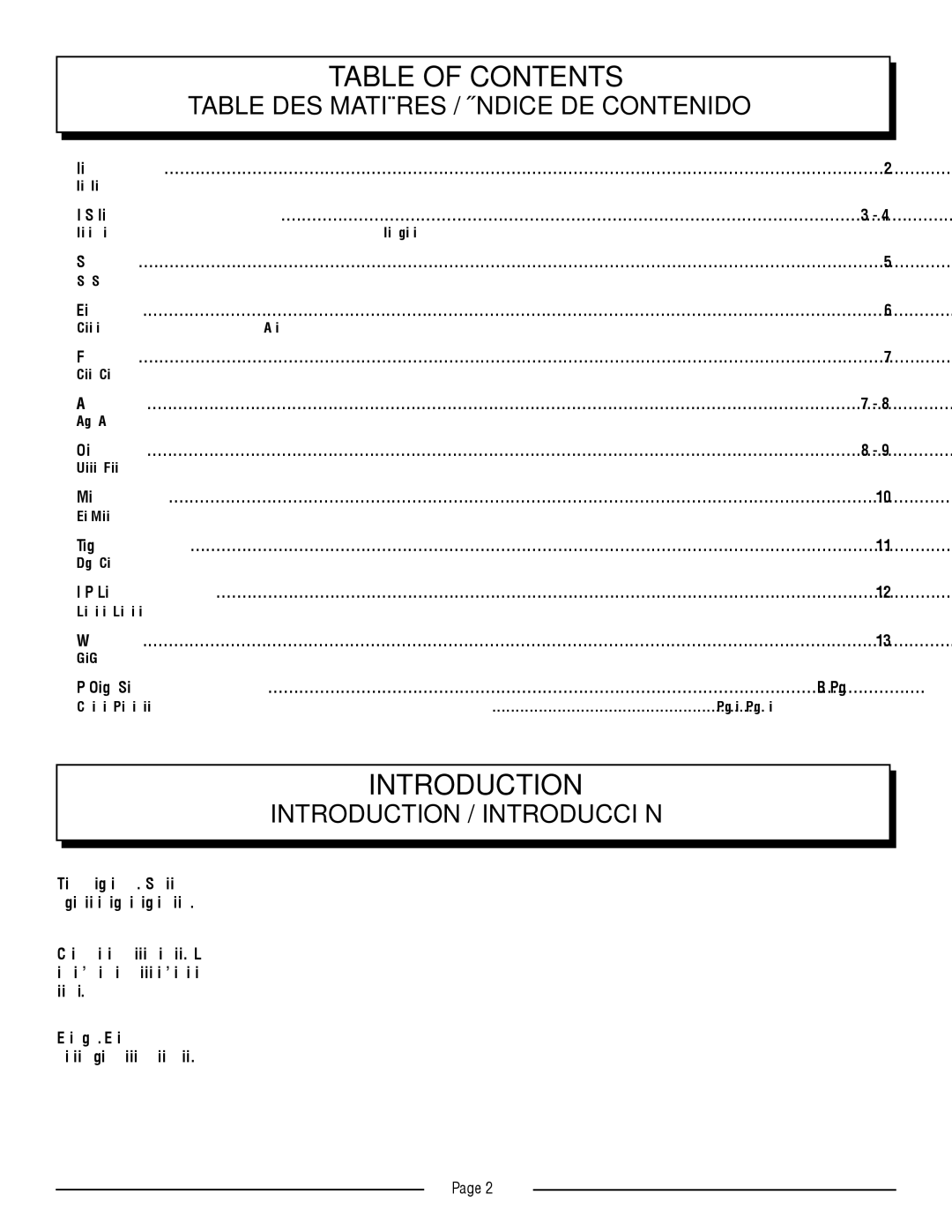 Homelite UT41120 manuel dutilisation Table of Contents 