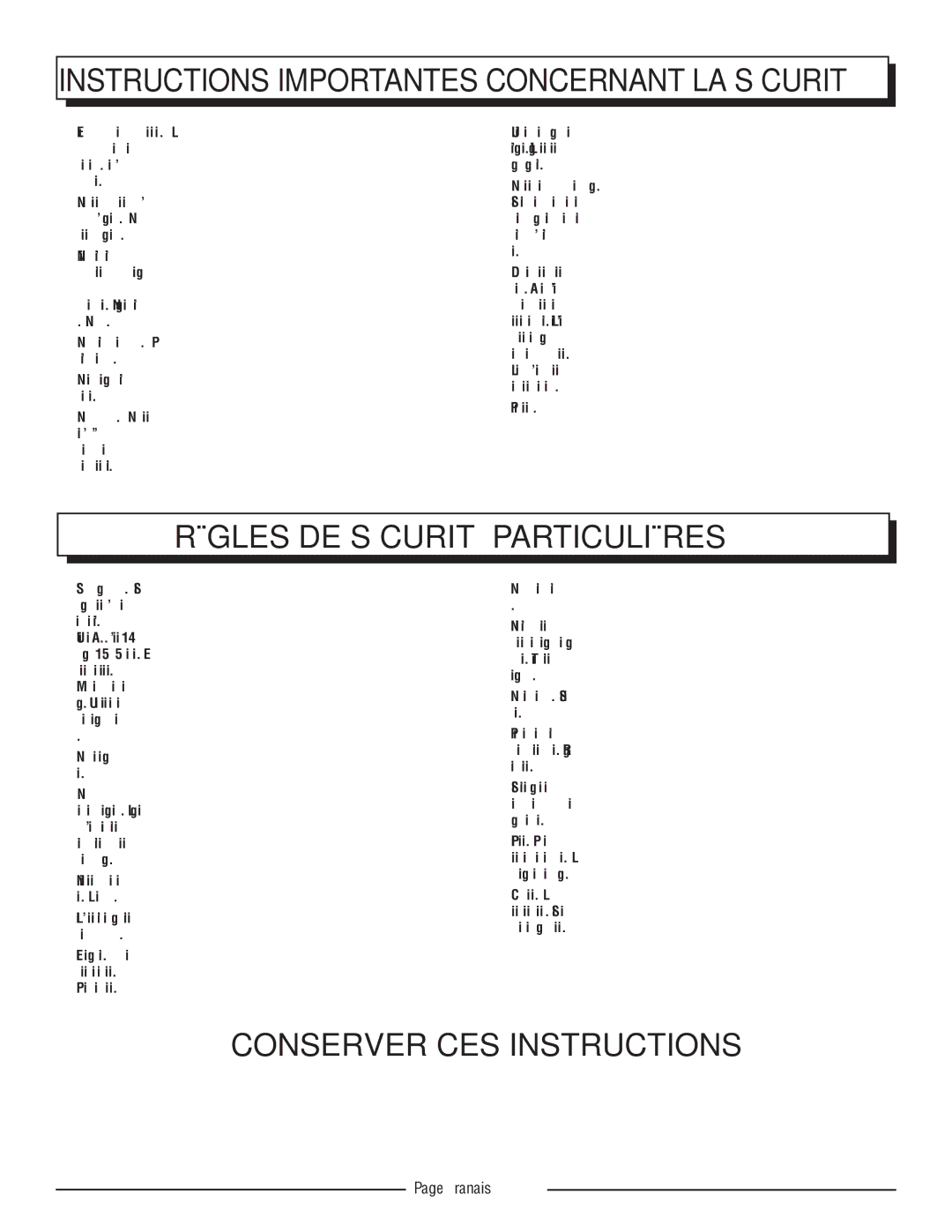 Homelite UT42100 manuel dutilisation Règles DE Sécurité Particulières, Conserver ces instructions 