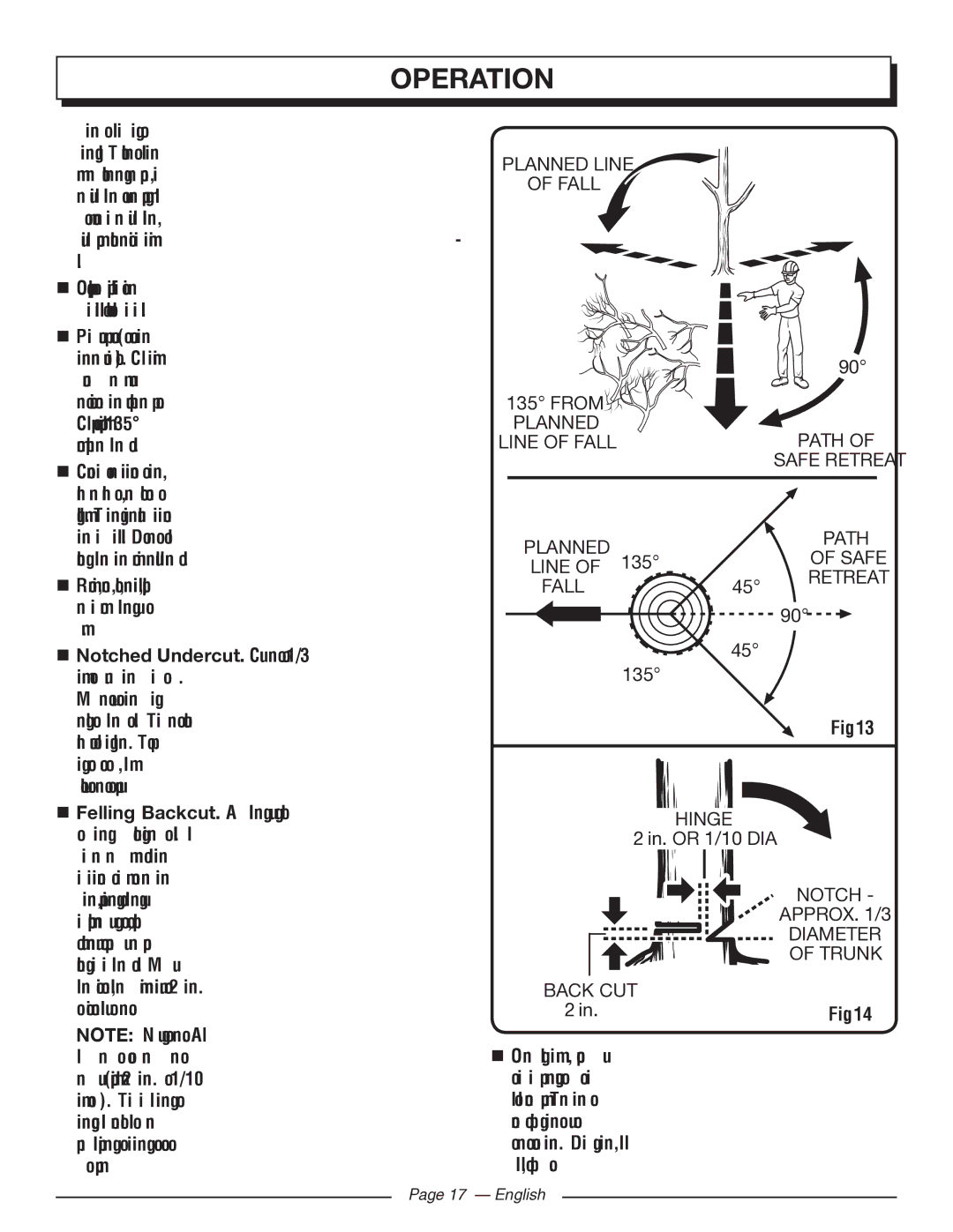 Homelite UT43103 manuel dutilisation Planned Line Fall, Hinge, Notch Approx /3 Diameter Trunk 