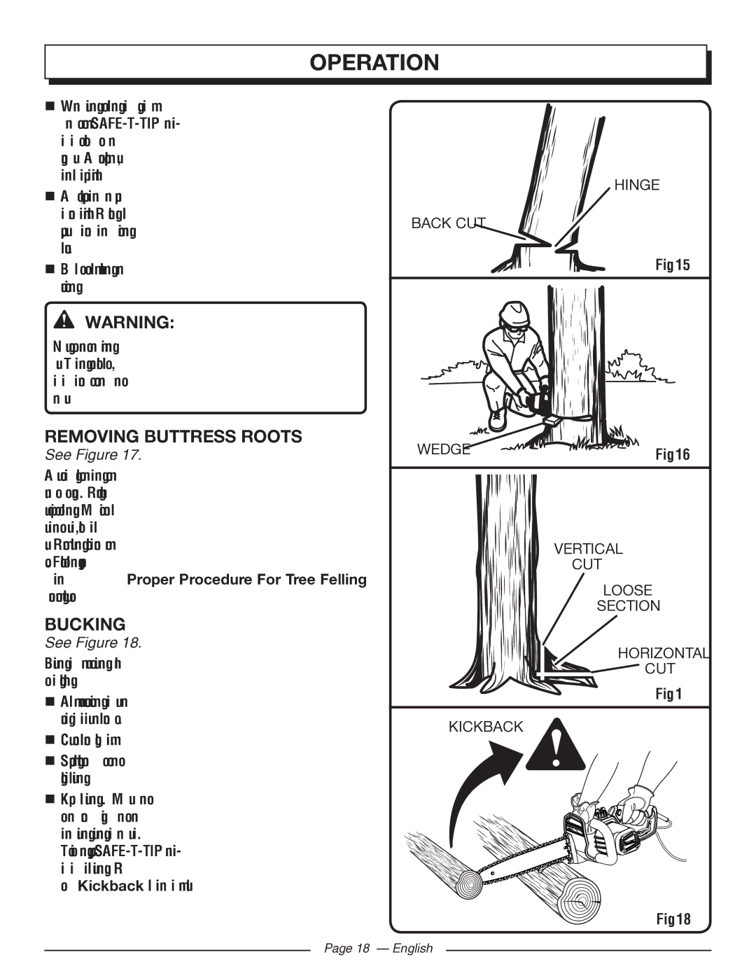 Homelite UT43103 manuel dutilisation Removing Buttress Roots, Bucking, Hinge Back CUT Wedge Vertical Loose Section 