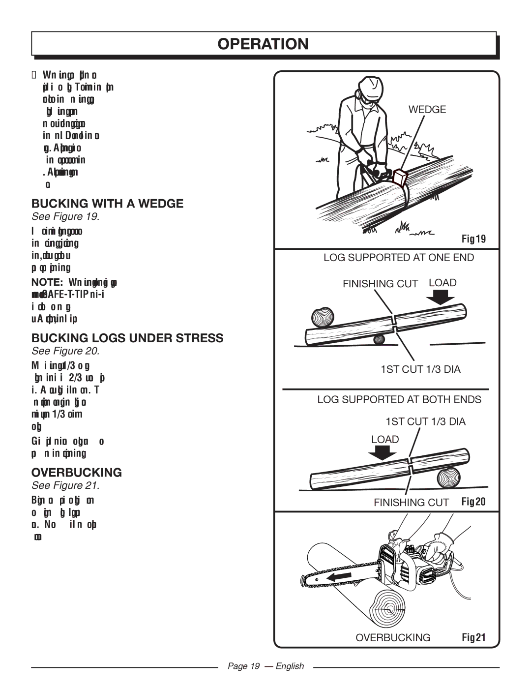 Homelite UT43103 manuel dutilisation Bucking with a Wedge, Bucking Logs Under Stress, Overbucking 