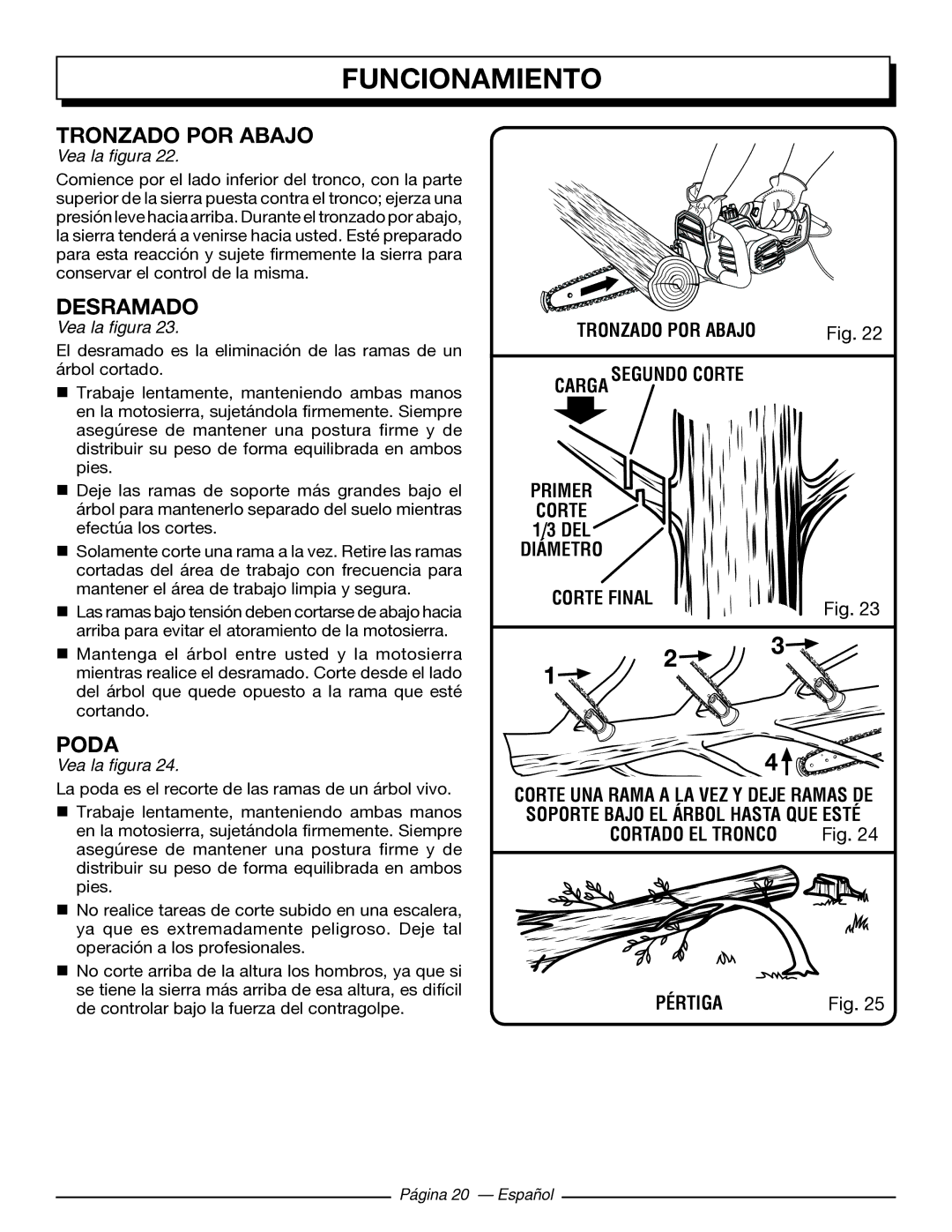 Homelite UT43103 manuel dutilisation Tronzado POR Abajo, Desramado, Poda 