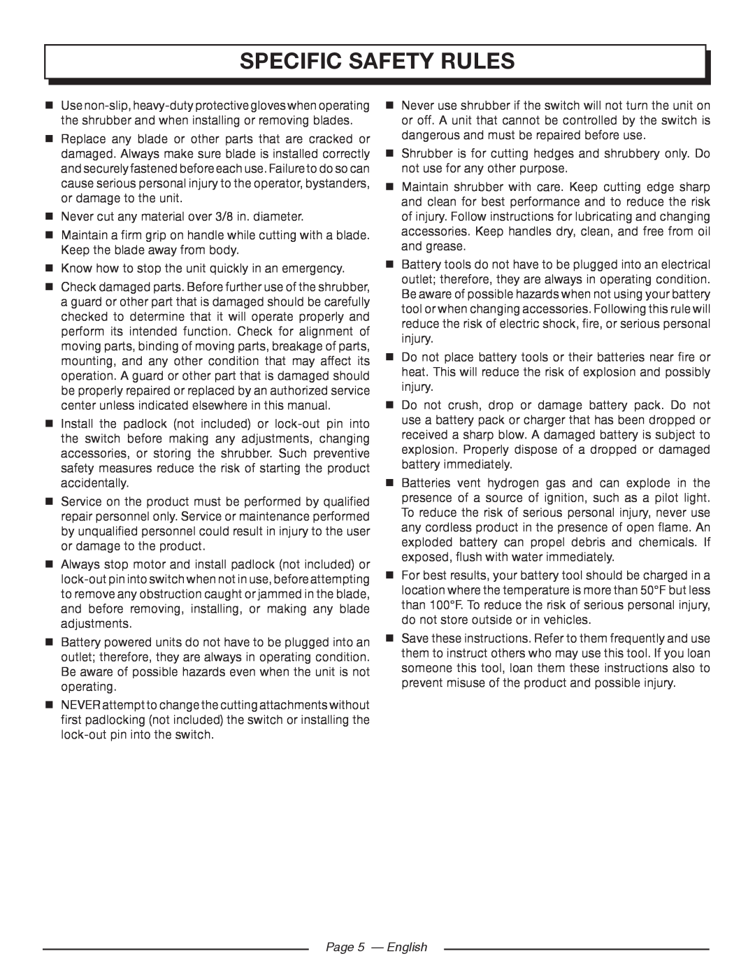 Homelite UT44171 manuel dutilisation specific SAFETY RULES, Page 5 - English 