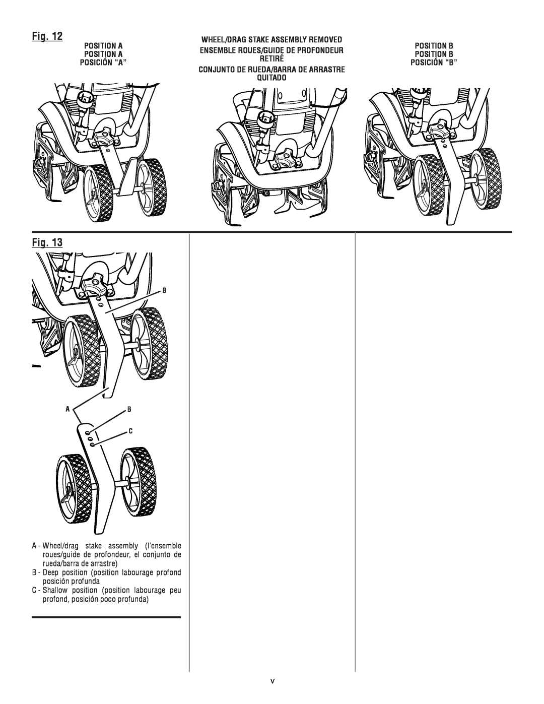 Homelite UT46510 manuel dutilisation position a position a POSICIÓN “A”, wheel/Drag stake ­assembly removed 