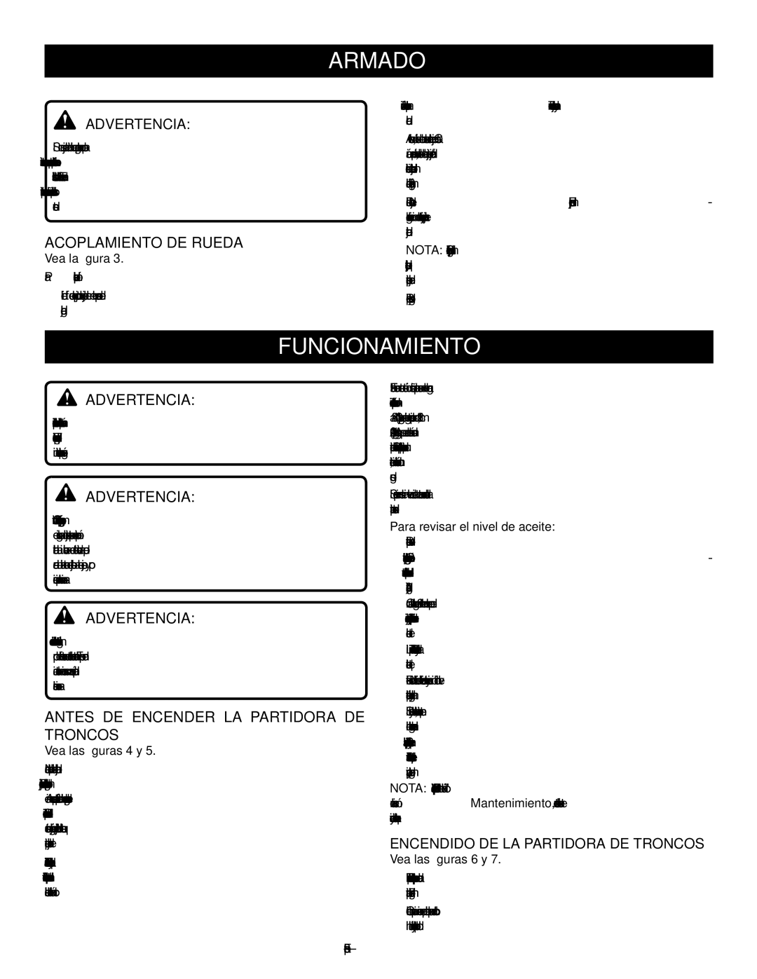 Homelite UT49102 manuel dutilisation Funcionamiento, Acoplamiento de rueda, Antes DE Encender LA Partidora DE Troncos 