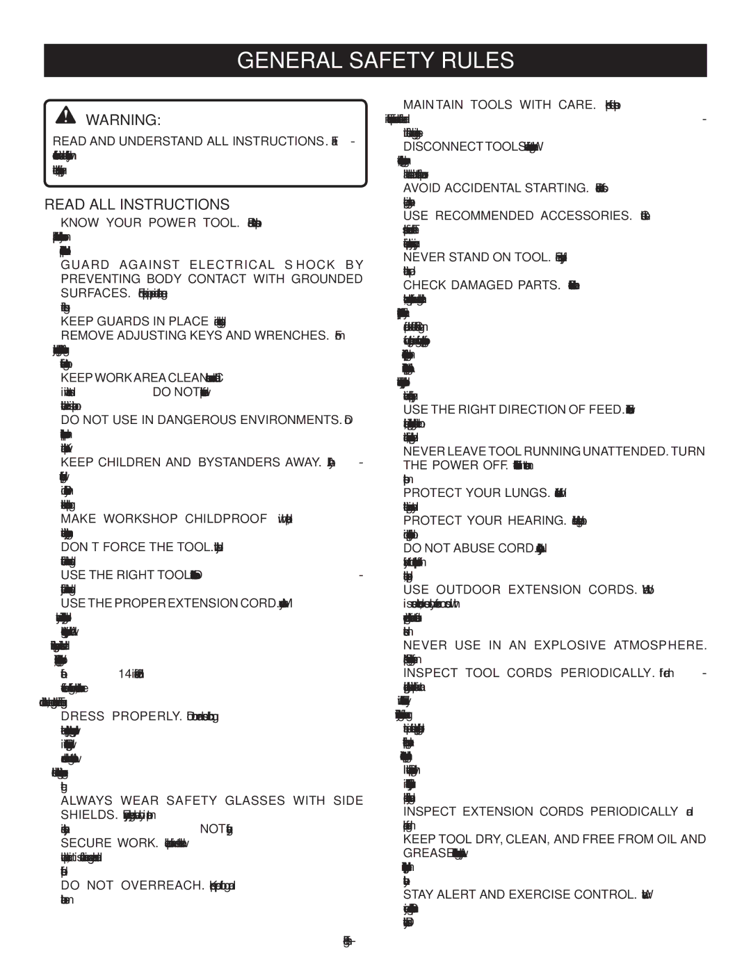 Homelite UT49102 manuel dutilisation General Safety Rules, Read ALL Instructions 