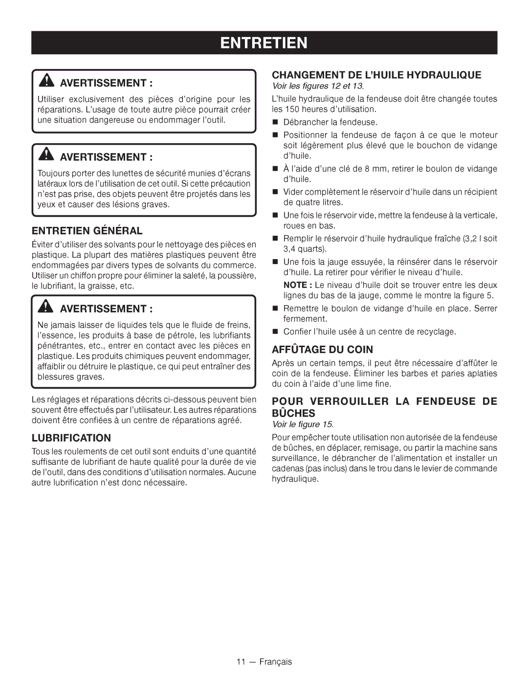 Homelite UT49103 manuel dutilisation Entretien 