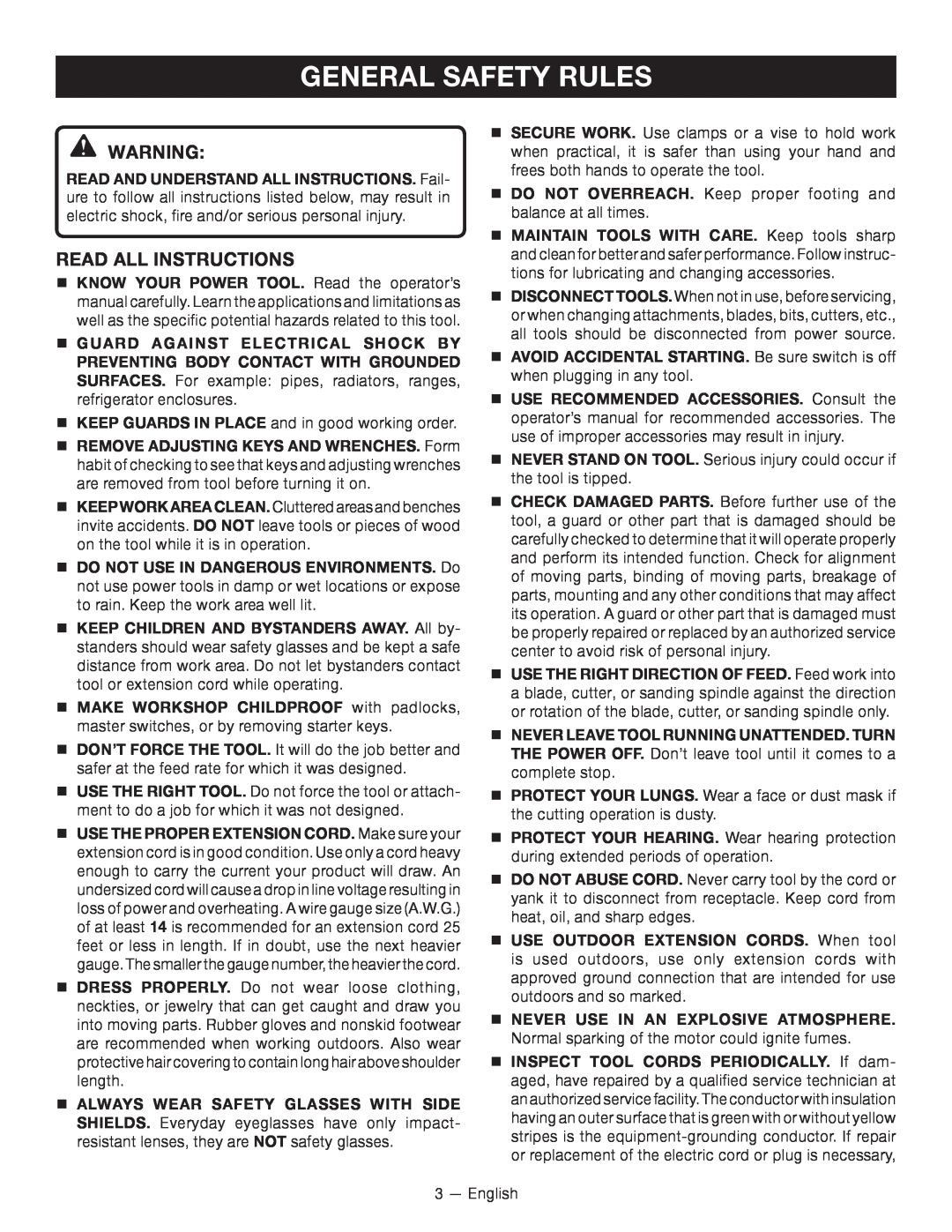 Homelite UT49103 manuel dutilisation General Safety Rules, Read All Instructions 