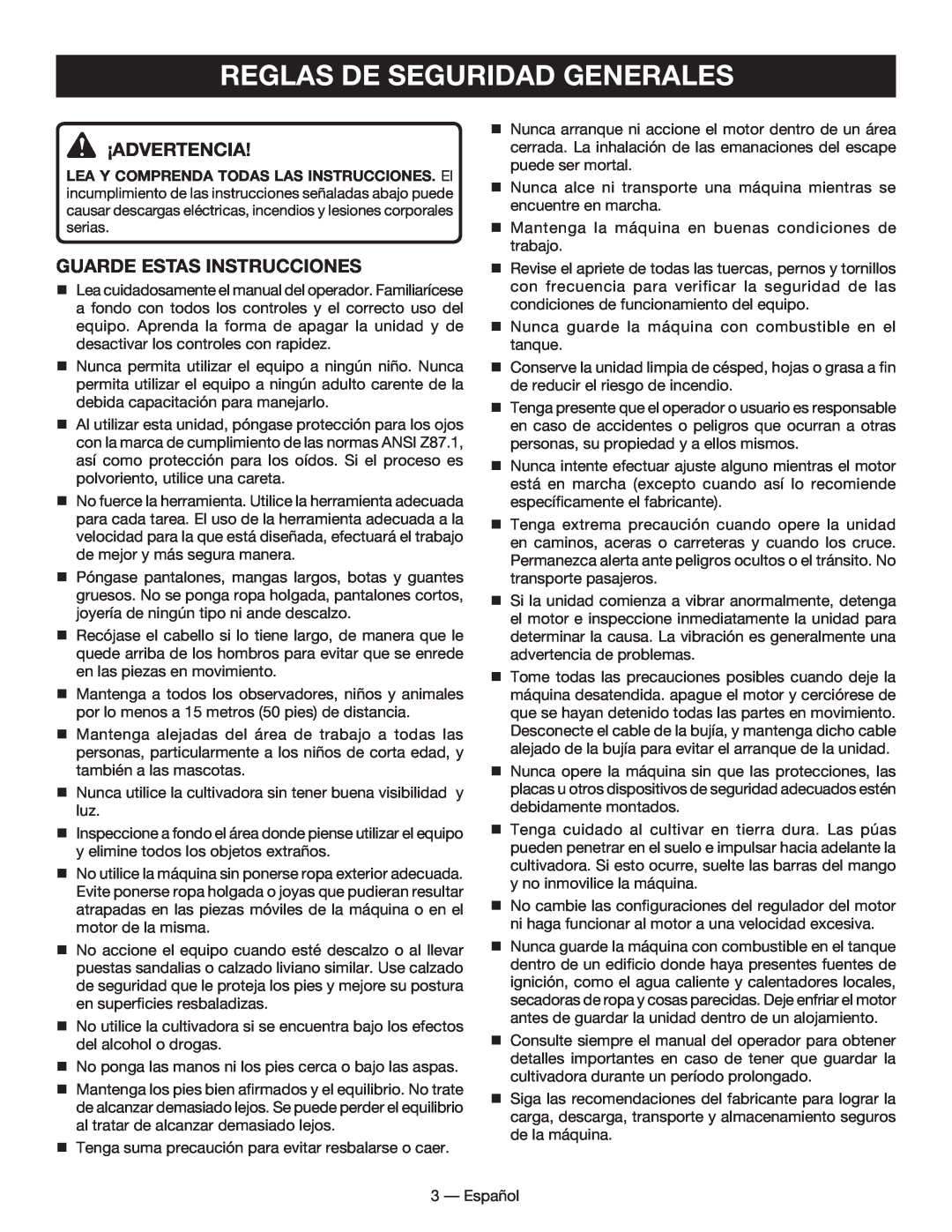 Homelite UT60526 manuel dutilisation Reglas De Seguridad Generales, ¡Advertencia, Guarde estas instrucciones 