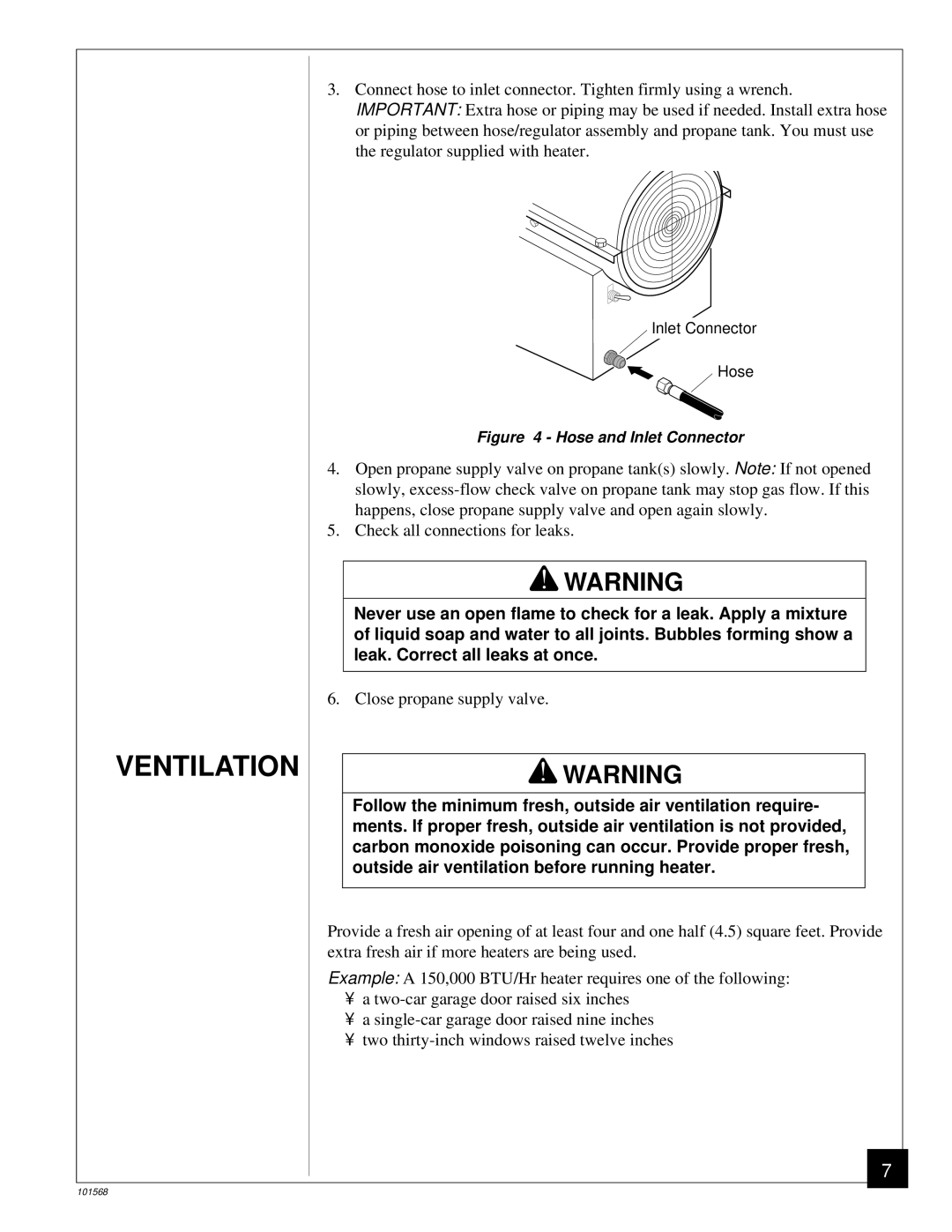 Homelite HP155A, UT65052-A owner manual Ventilation, Hose and Inlet Connector 