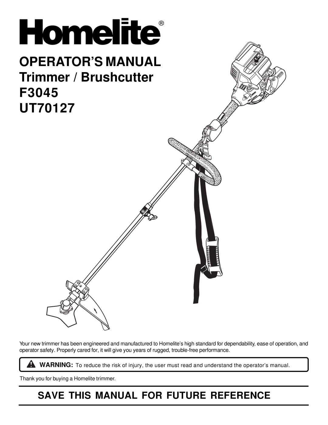 Homelite UT70127 manual OPERATOR’S Manual, Save this Manual for Future Reference 