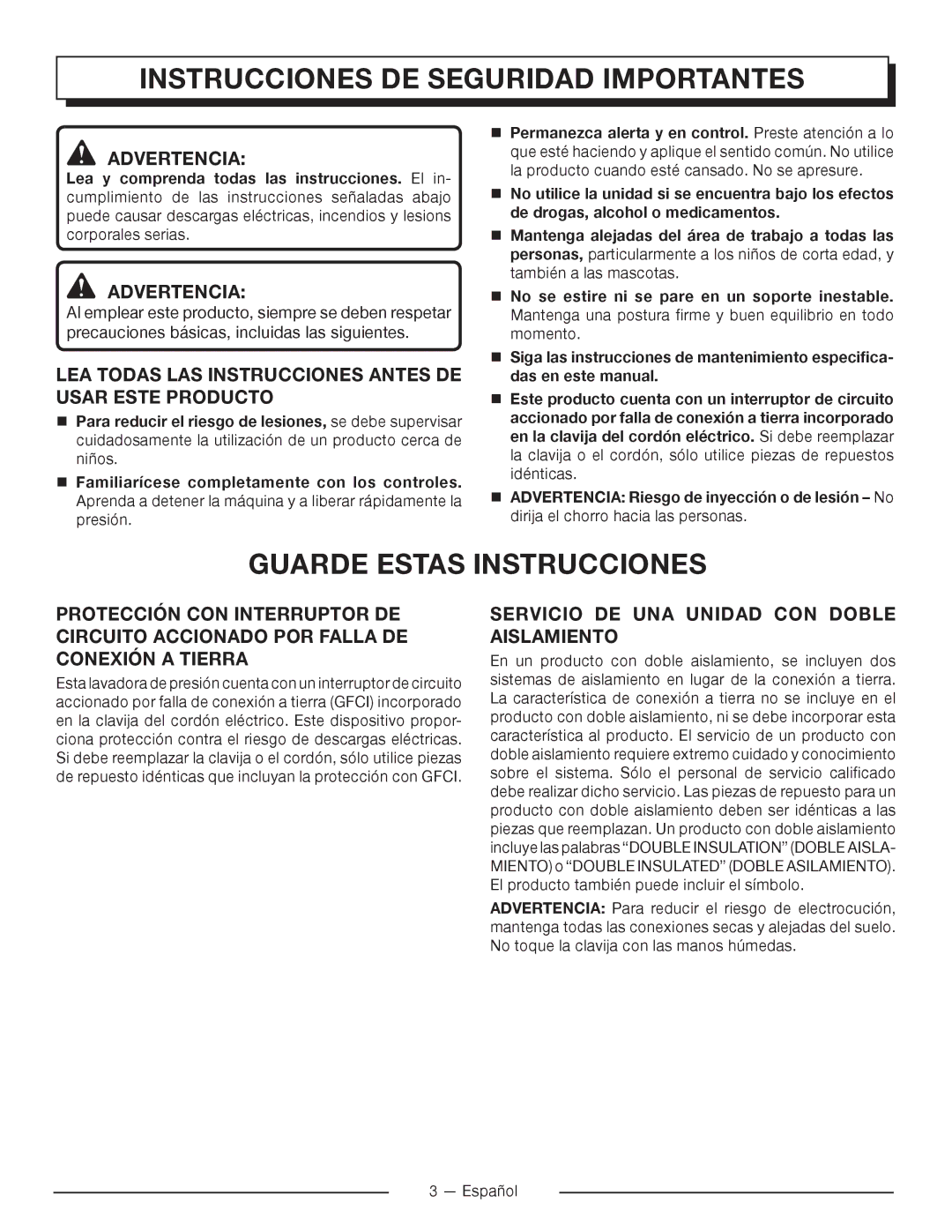 Homelite UT80715 manuel dutilisation Instrucciones DE Seguridad Importantes, Guarde Estas Instrucciones, Advertencia 