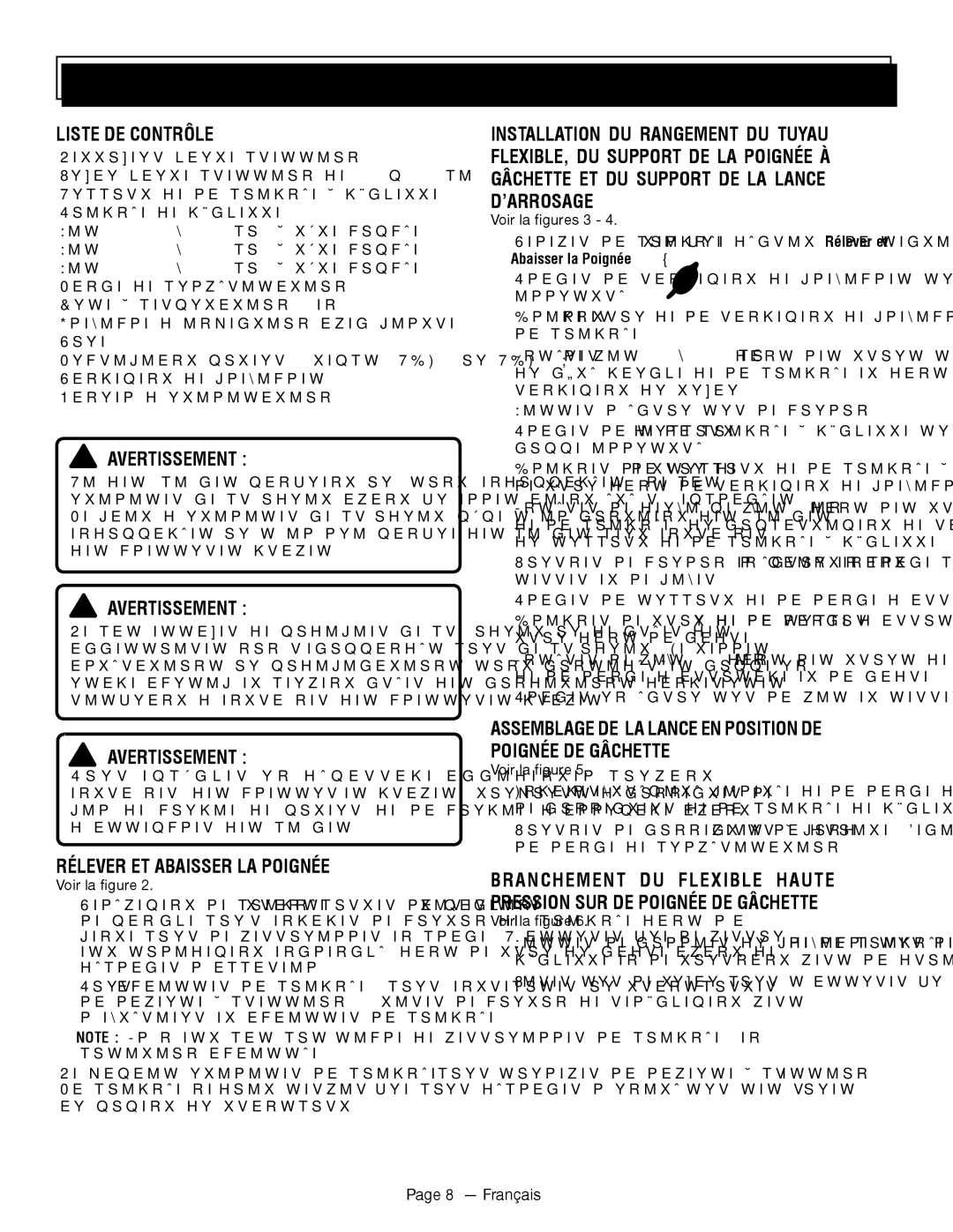 Homelite UT80709, UT80911 manuel dutilisation Liste DE Contrôle, Rélever ET Abaisser LA Poignée, Voir la figures 3, Français 