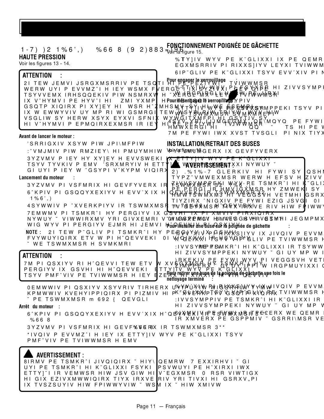 Homelite UT80911, UT80709 Mise EN Marche / Arrêt DU Nettoyeur Haute Pression, Fonctionnement Poignée DE Gâchette, Français 