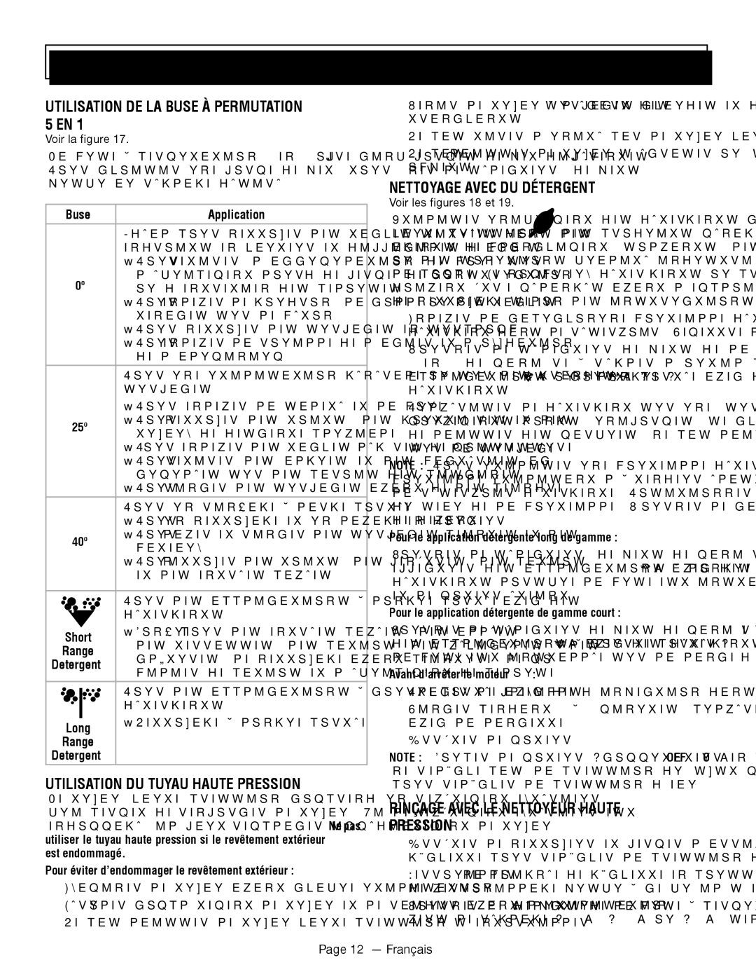 Homelite UT80709, UT80911 manuel dutilisation Utilisation DE LA Buse À Permutation 5 EN, Utilisation DU Tuyau Haute Pression 