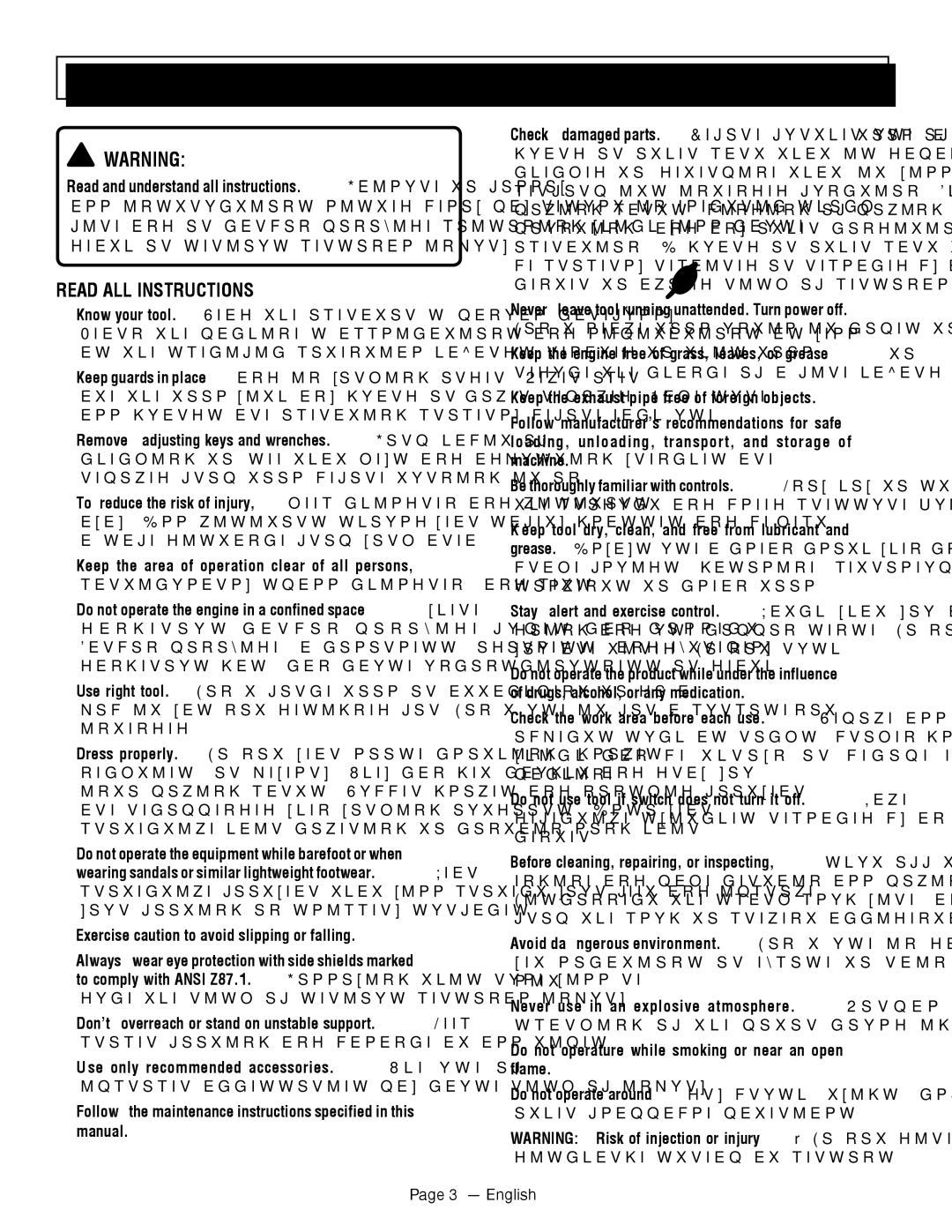 Homelite UT80709, UT80911 manuel dutilisation Important Safety Instructions, Read ALL Instructions, English 