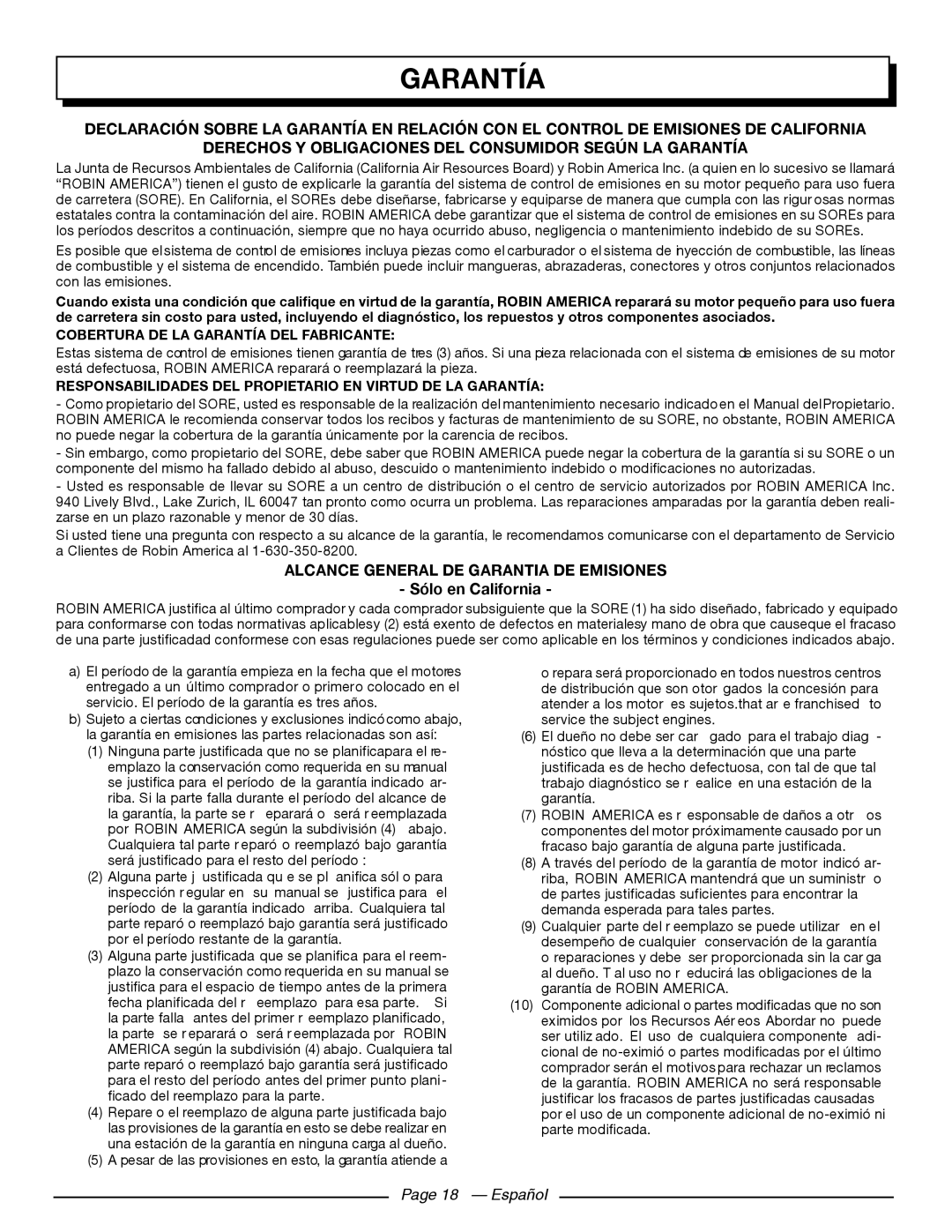 Homelite UT80911, UT80709 Derechos Y Obligaciones Del Consumidor Según La Garantía, Page 18 - Español 