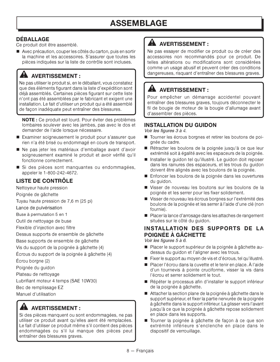 Homelite UT80933, UT80835 manuel dutilisation Assemblage 