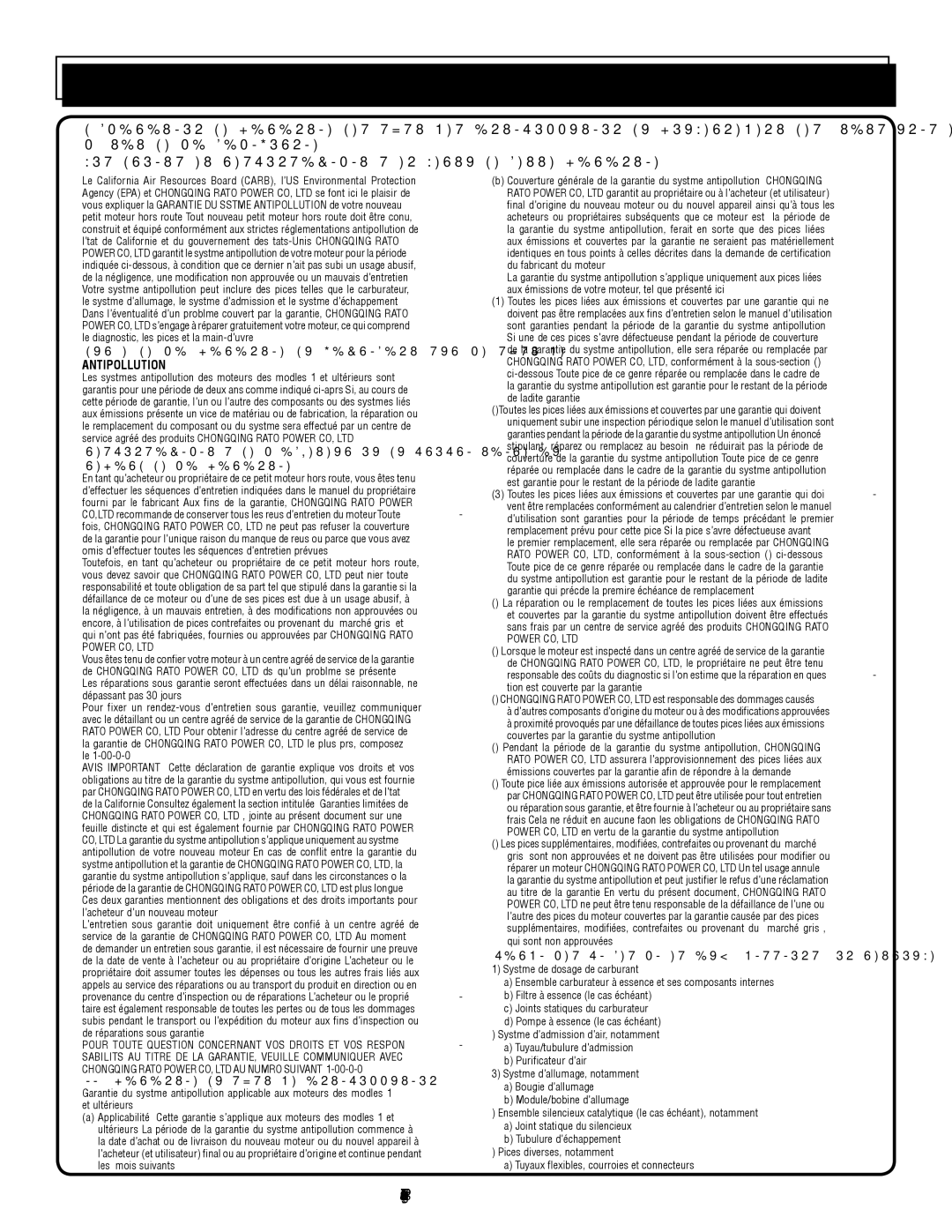 Homelite UT80953, UT80522 manuel dutilisation Français, Parmi LES Pièces Liées AUX ÉMISSIONS, on Retrouve 