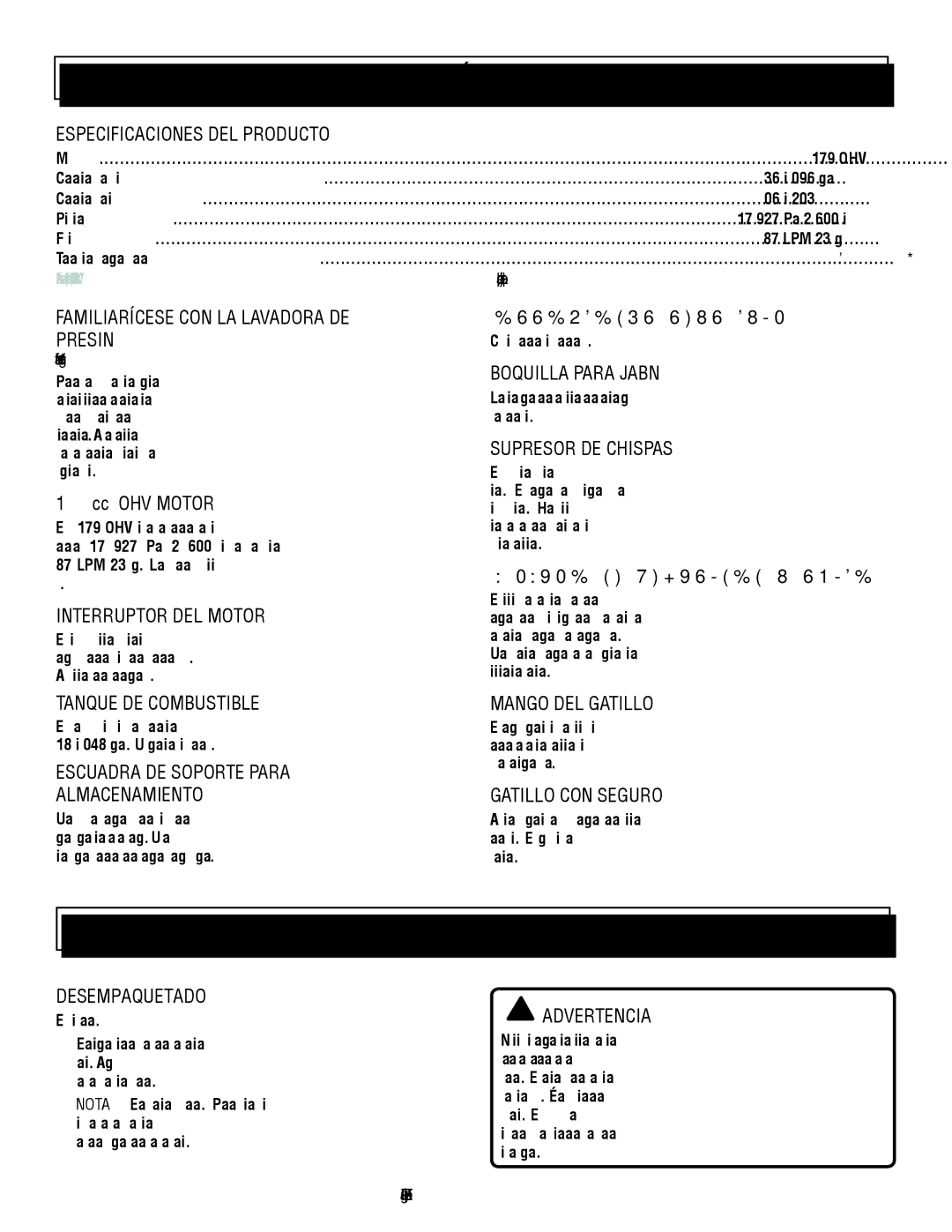 Homelite UT80522, UT80953 manuel dutilisation Características, Armado 