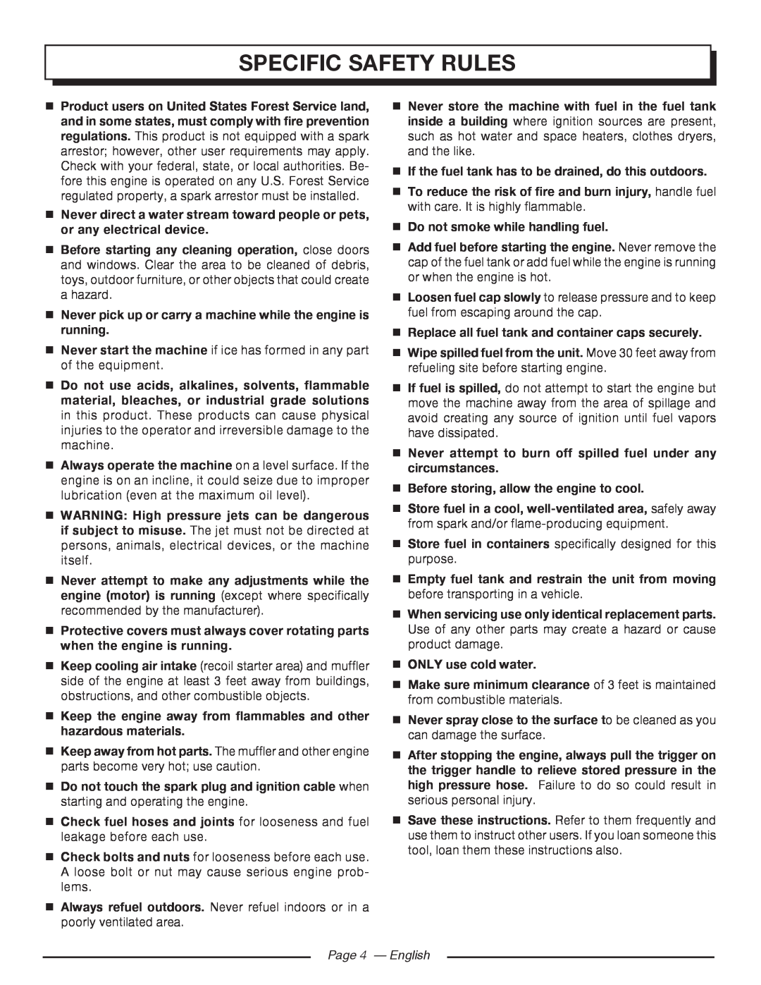 Homelite UT80977, UT80546 manuel dutilisation Specific Safety Rules, Page 4 - English 