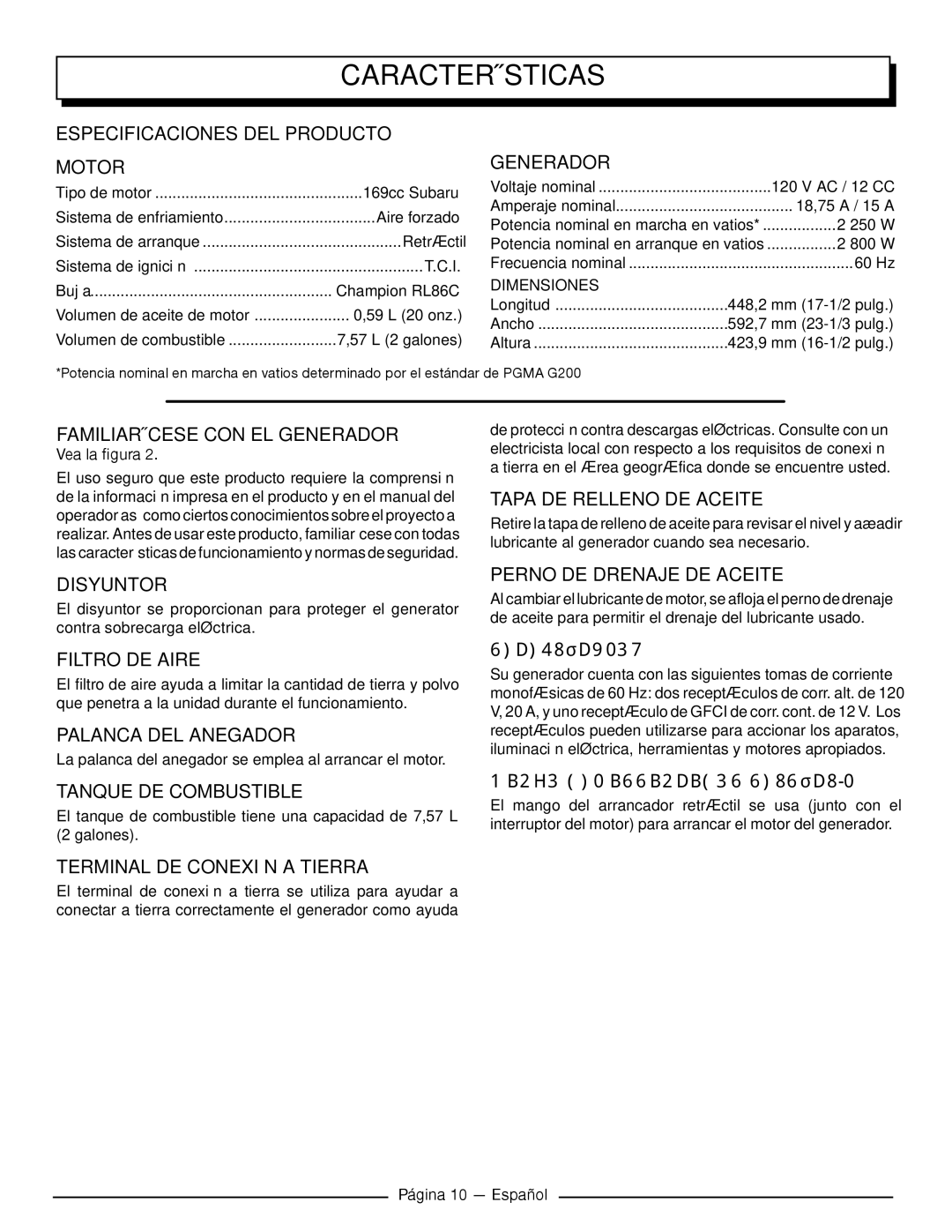 Homelite UT902211 manuel dutilisation Características 