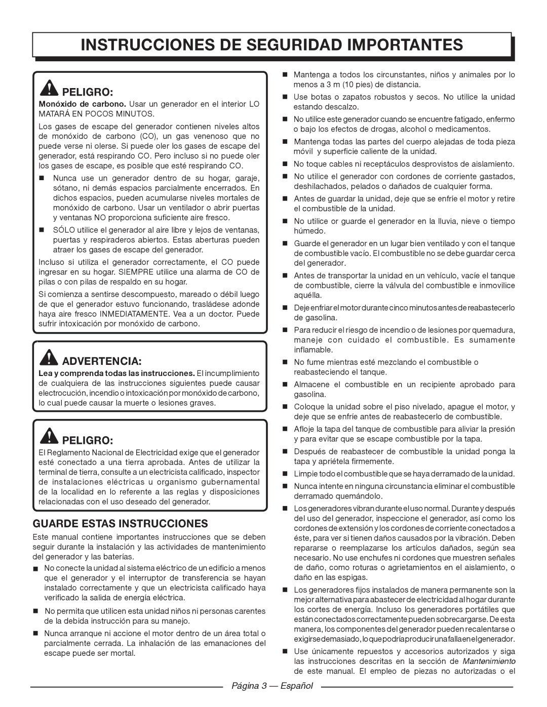 Homelite UT903611 Instrucciones DE Seguridad Importantes, Peligro, Advertencia, Guarde Estas Instrucciones 