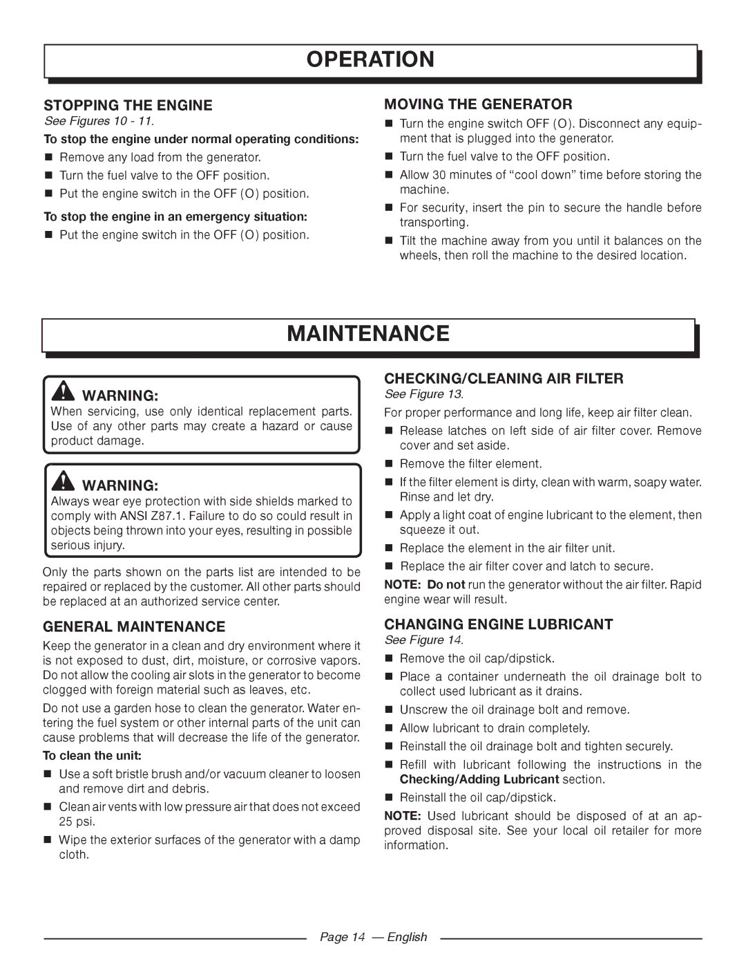 Homelite UT903650 manuel dutilisation Maintenance 