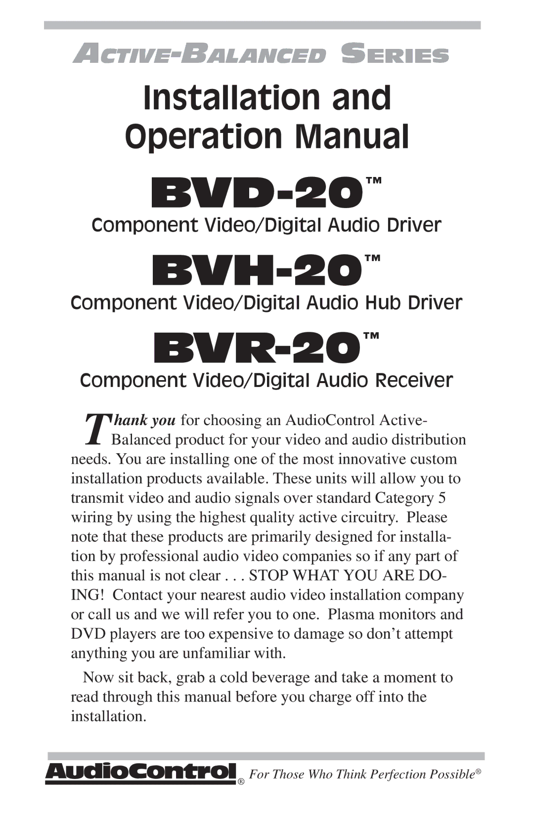 HomeTech BVR-20 operation manual Component Video/Digital Audio Driver, Component Video/Digital Audio Hub Driver 