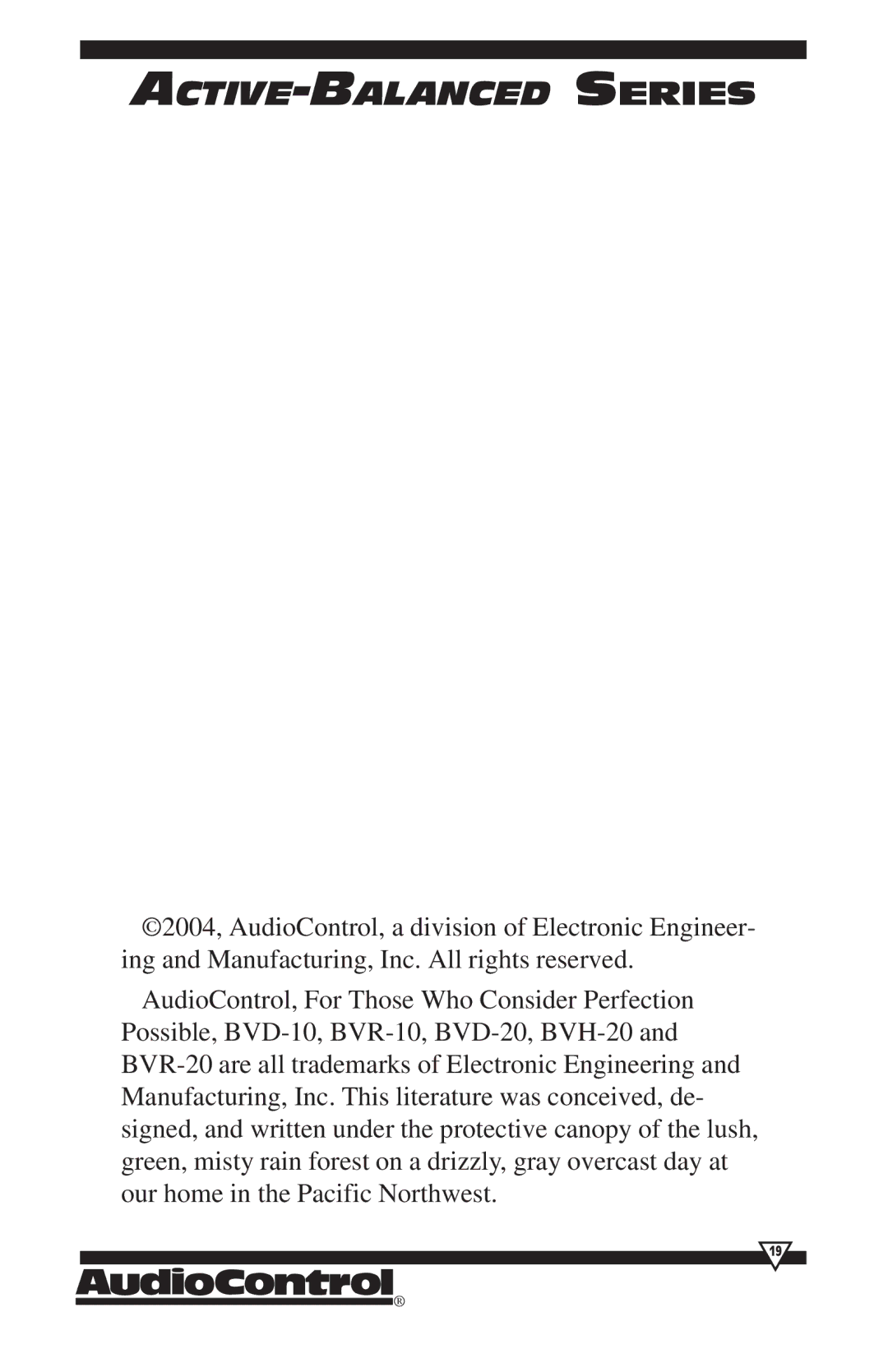 HomeTech BVR-20 operation manual ACTIVE-BALANCED Series 