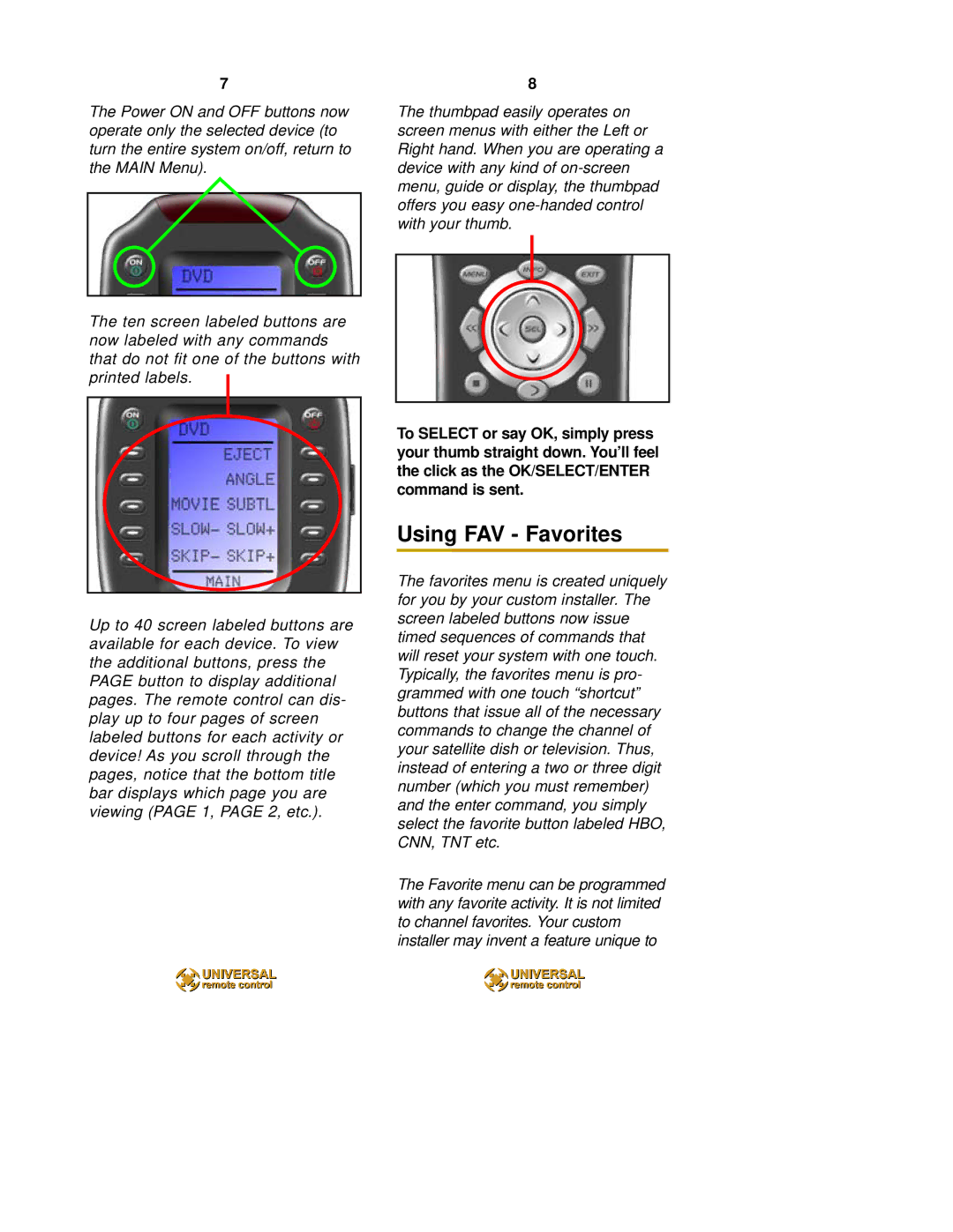 HomeTech MX-850 owner manual Using FAV Favorites 