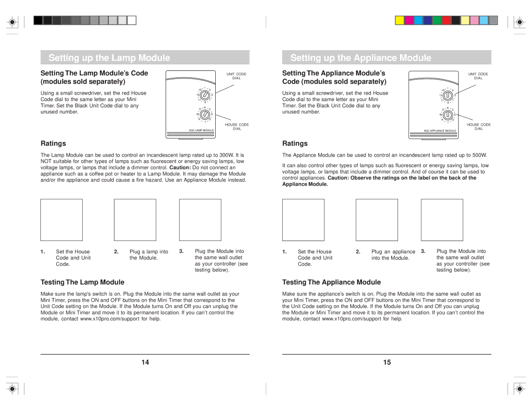 HomeTech XPMT1 owner manual Setting up the Lamp Module Setting up the Appliance Module 