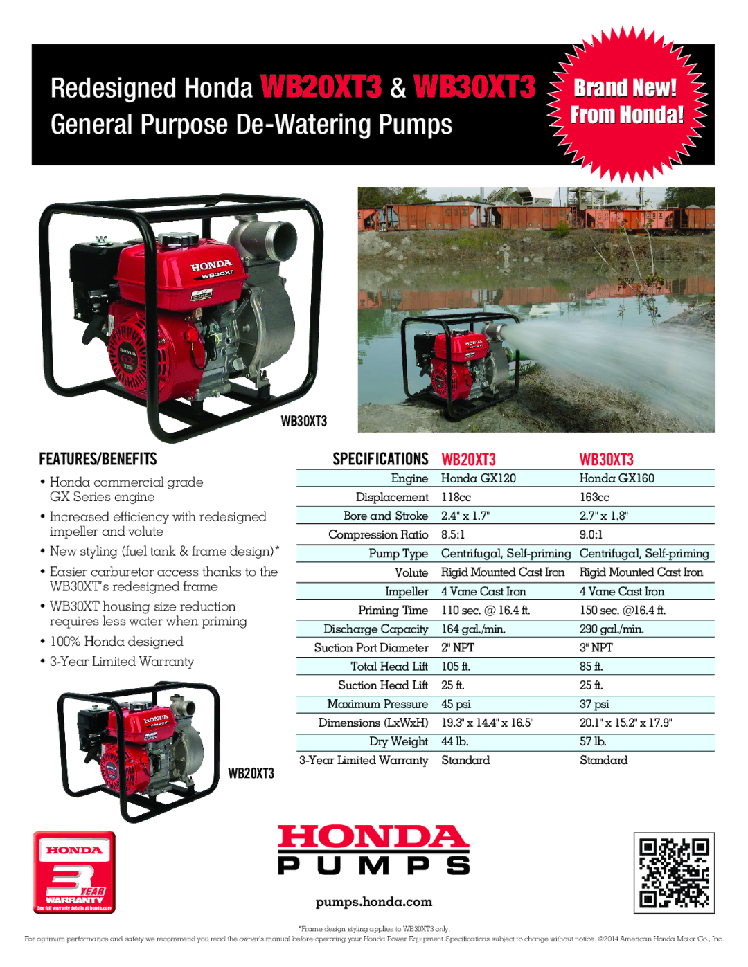 Honda Power Equipment 660200 specifications Brand New! From Honda, FEATURES/BENEFITS Specifications WB20XT3 