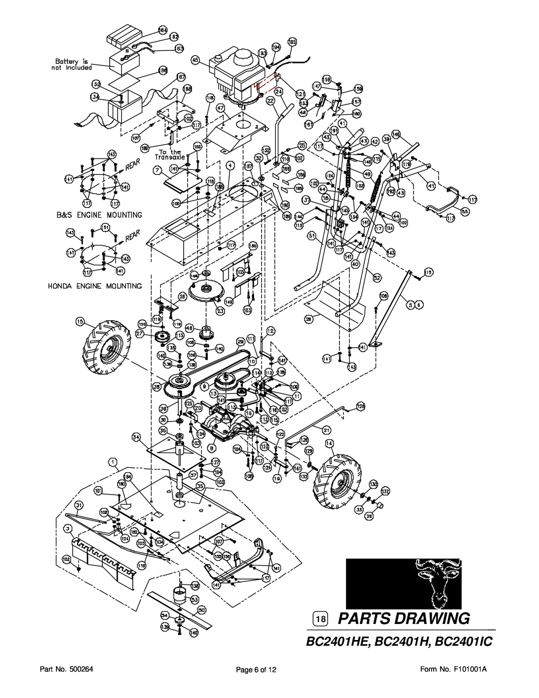 Honda Power Equipment HRR216VKA owner manual BC2401HE, BC2401H, BC2401IC, Parts Drawing 