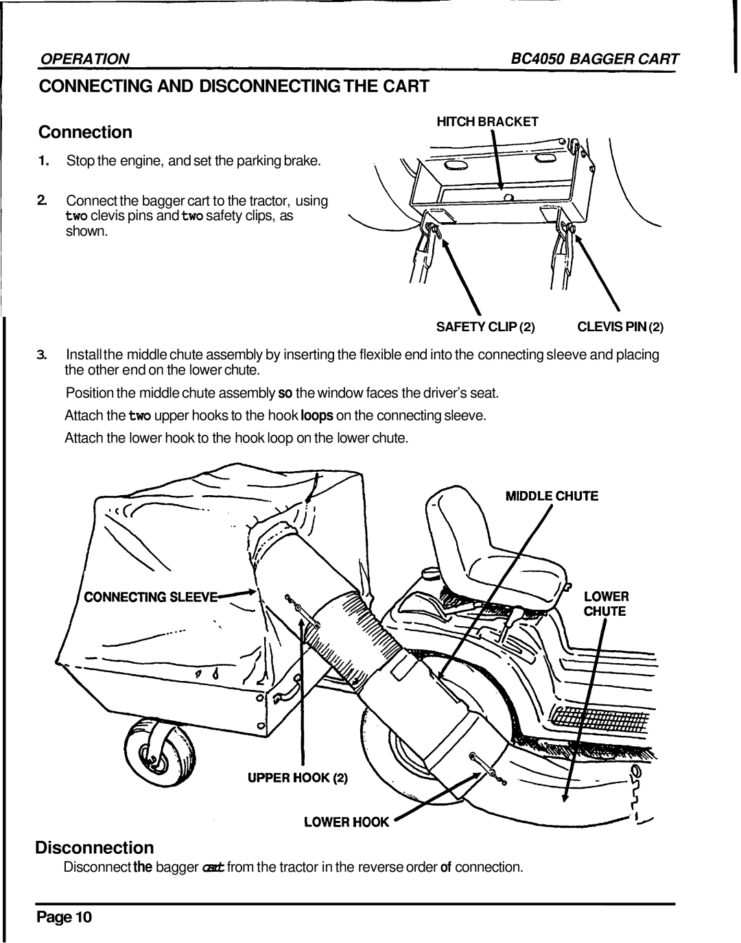 Honda Power Equipment BC4050 manual Connection, Disconnection 