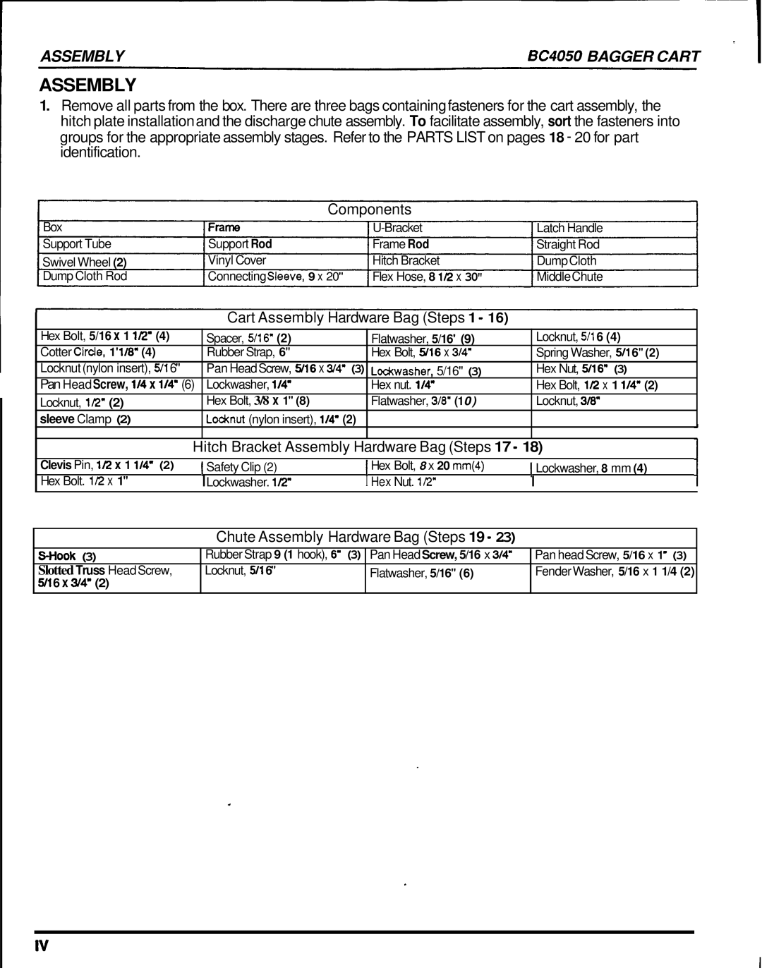 Honda Power Equipment BC4050 manual Assembly 