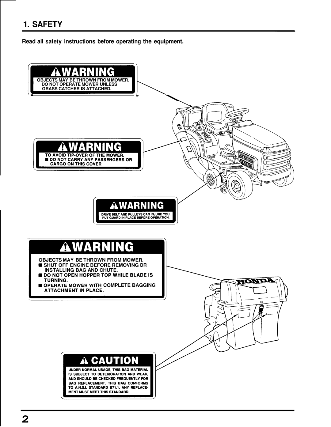 Honda Power Equipment GB4500, BK4542, BK4546 manual Safety, Read all safety instructions before operating the equipment 