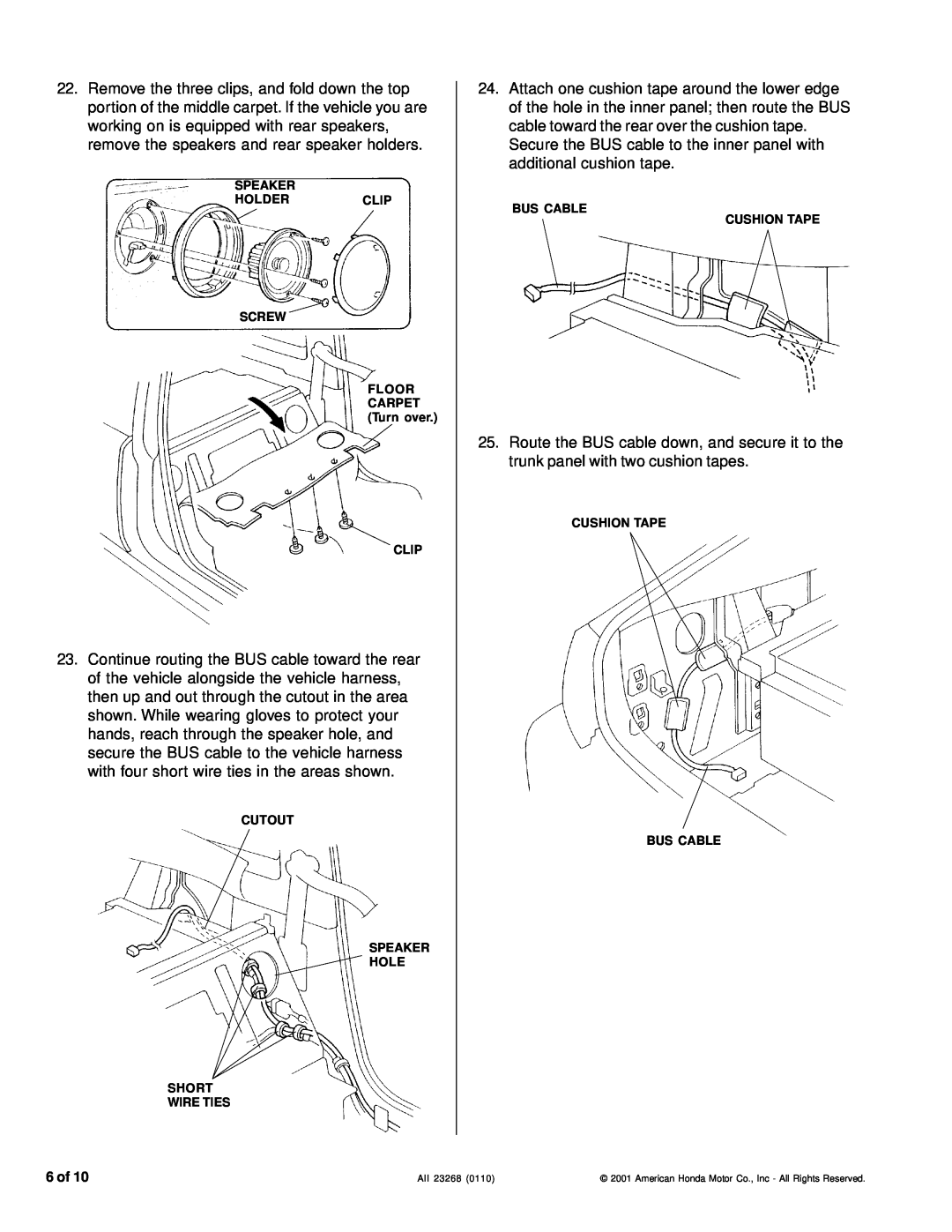 Honda Power Equipment CD Changer 6 of, Speaker Holderclip Screw Floor, Clip, Cutout Speaker Hole Short Wire Ties 