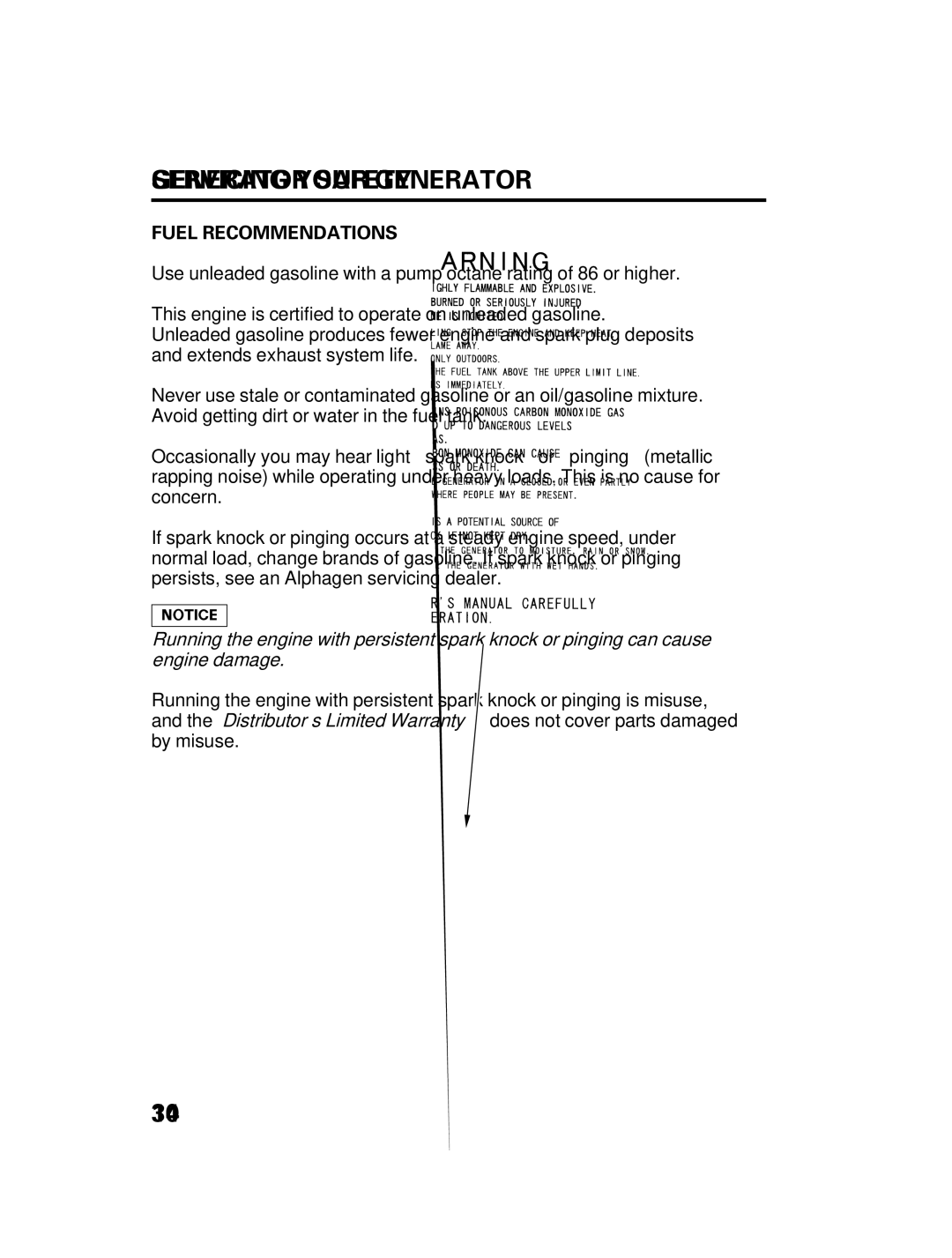 Honda Power Equipment DCX3000 manual Fuel Recommendations 