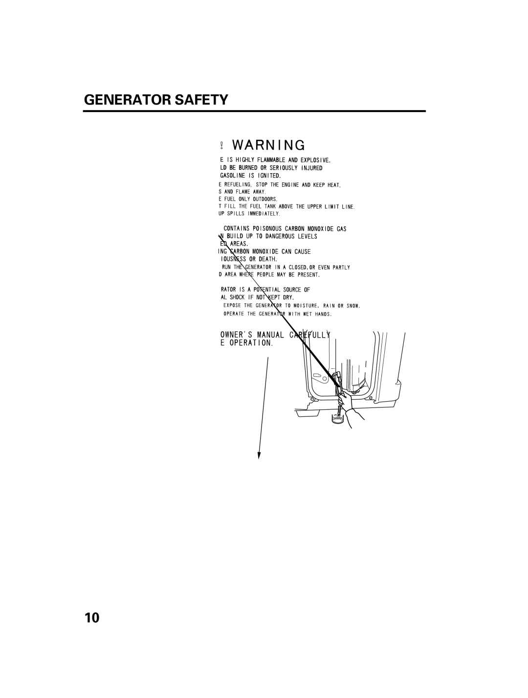 Honda Power Equipment DCX3000 manual Draining the Fuel Tank and Carburetor 