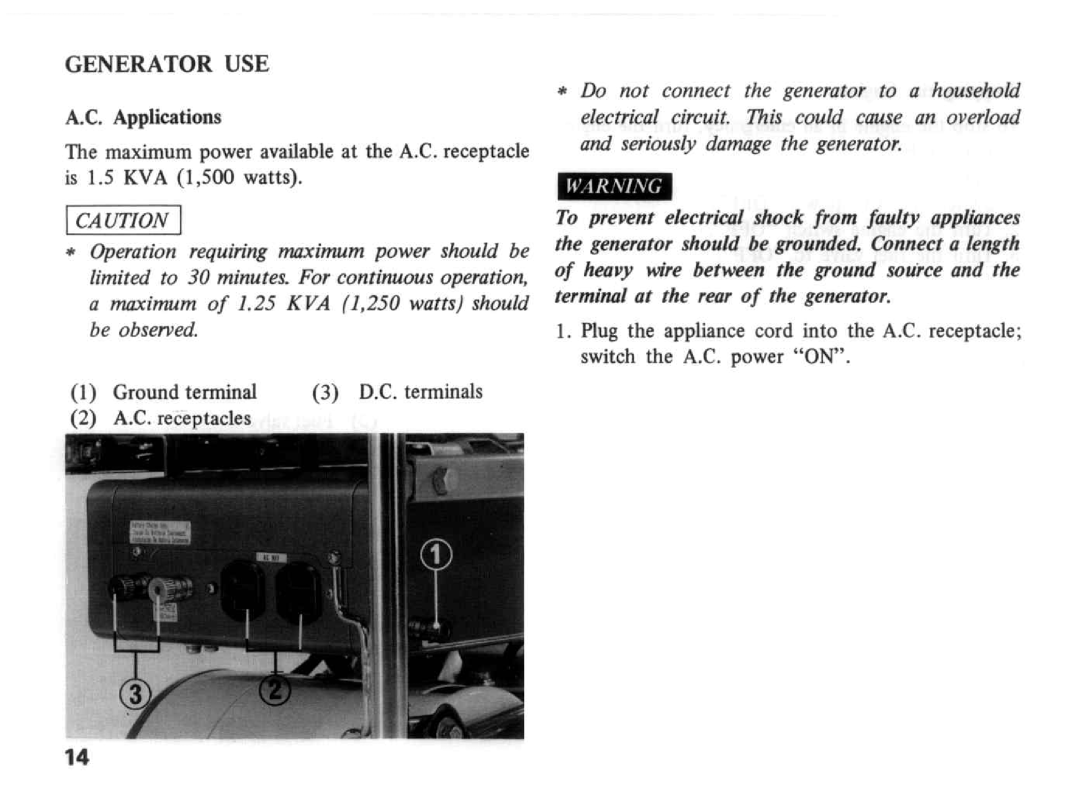 Honda Power Equipment E1500 manual 